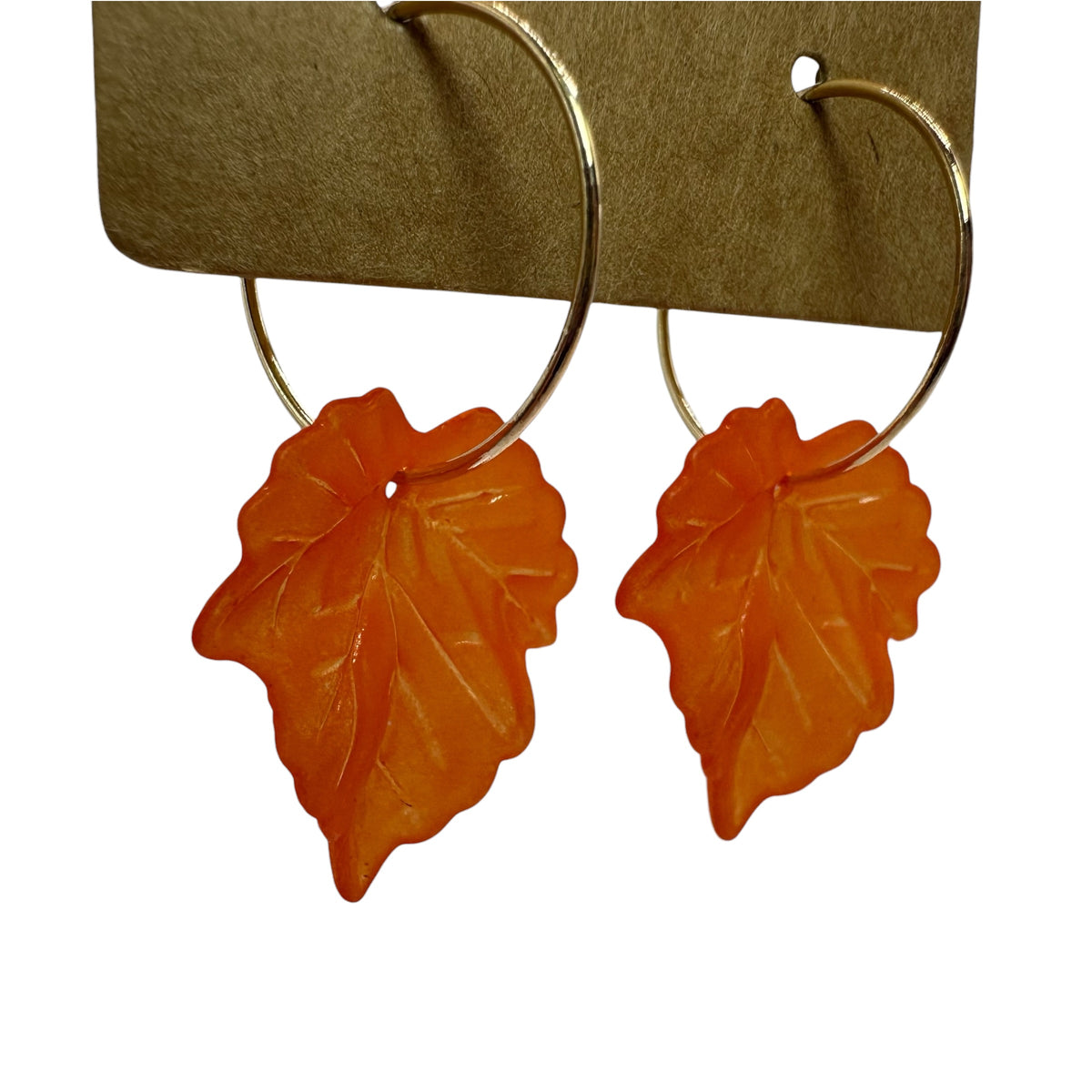 Orange Autumn Leaf Charm Earrings