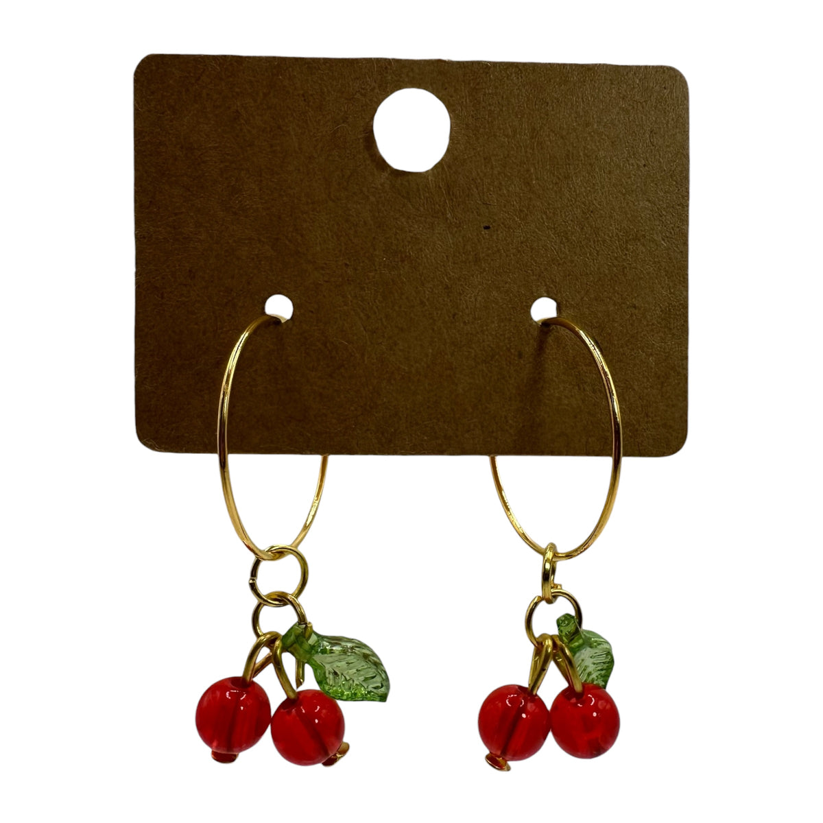 Cherry Bead Charm Earrings