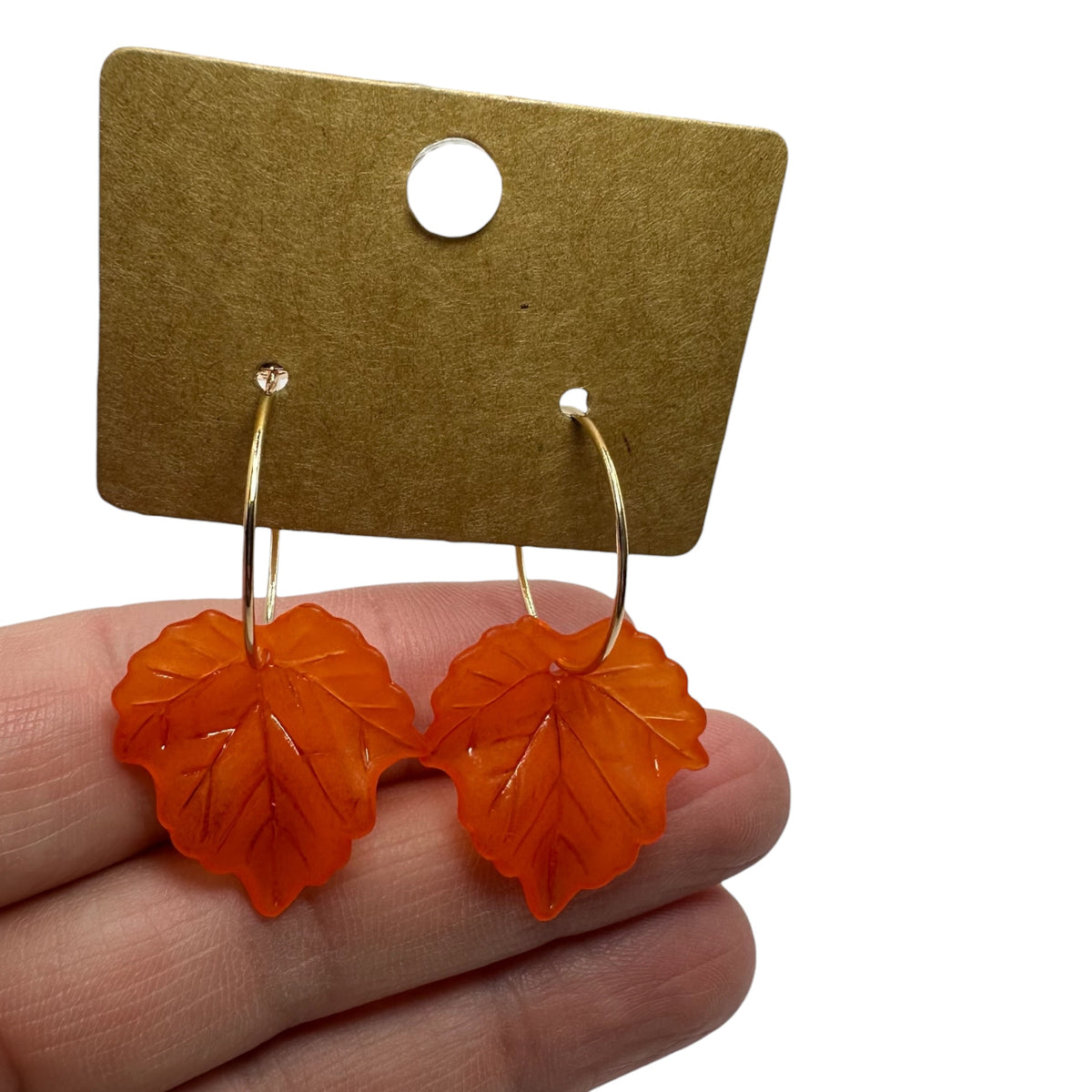 Orange Autumn Leaf Charm Earrings
