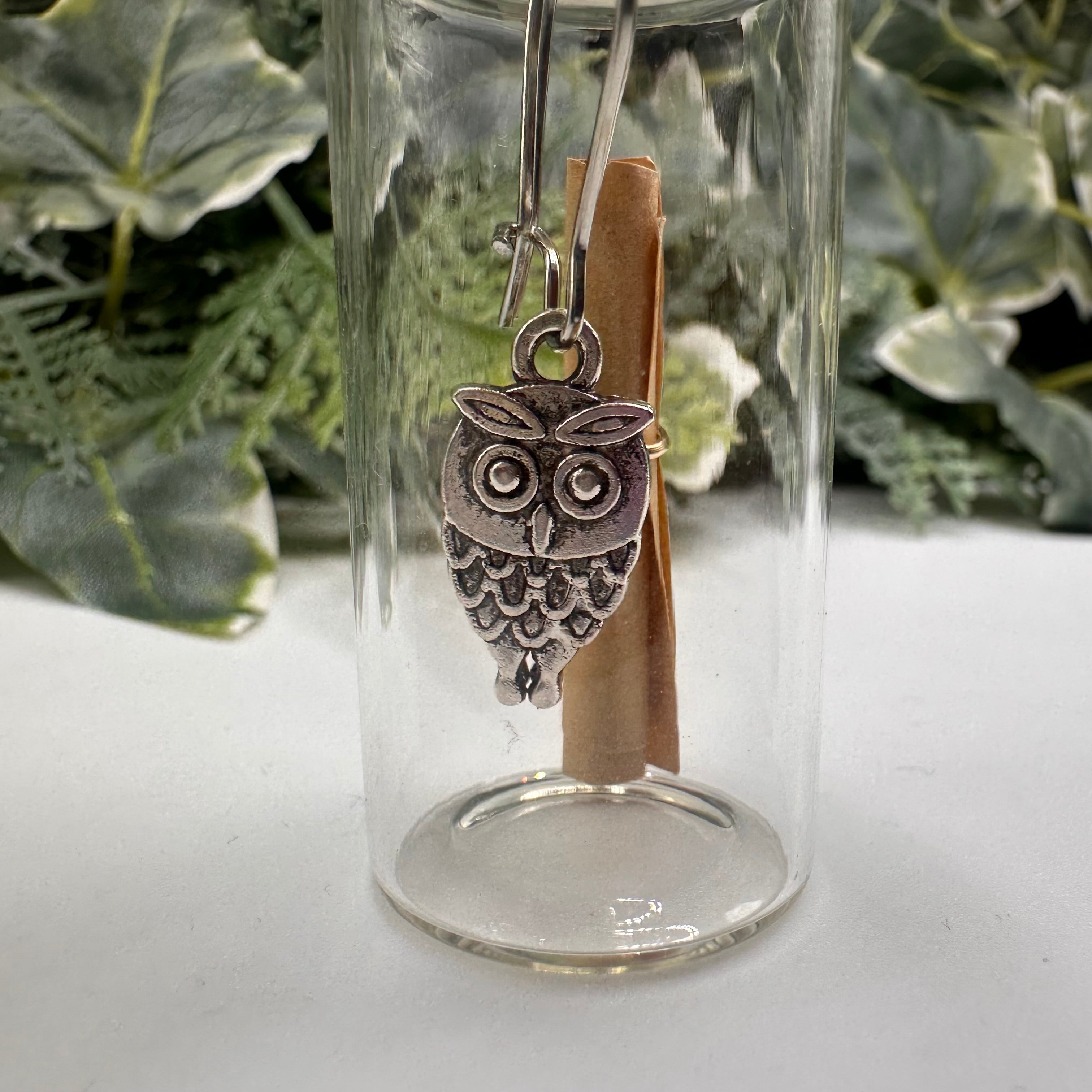 Mini Owl Bottled Charm Earrings