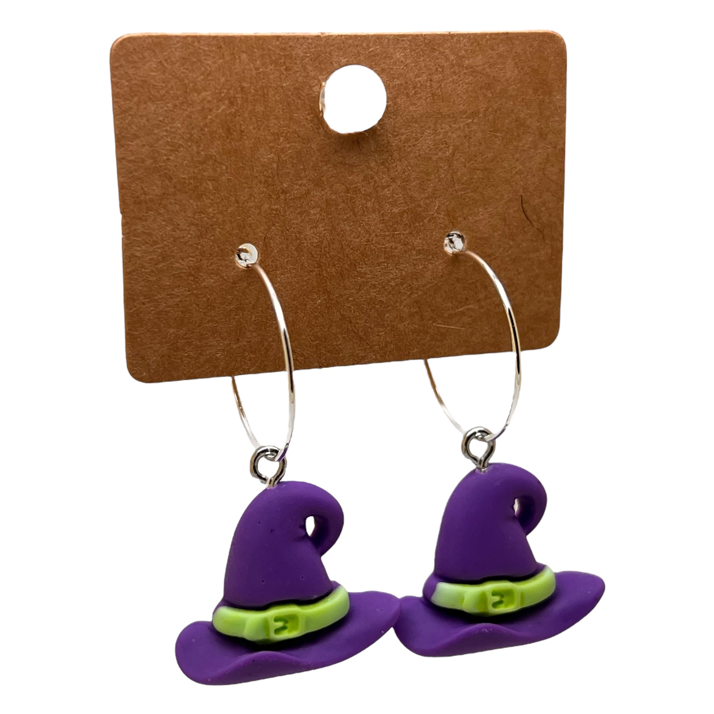 Purple Witch Hat Charm Earrings