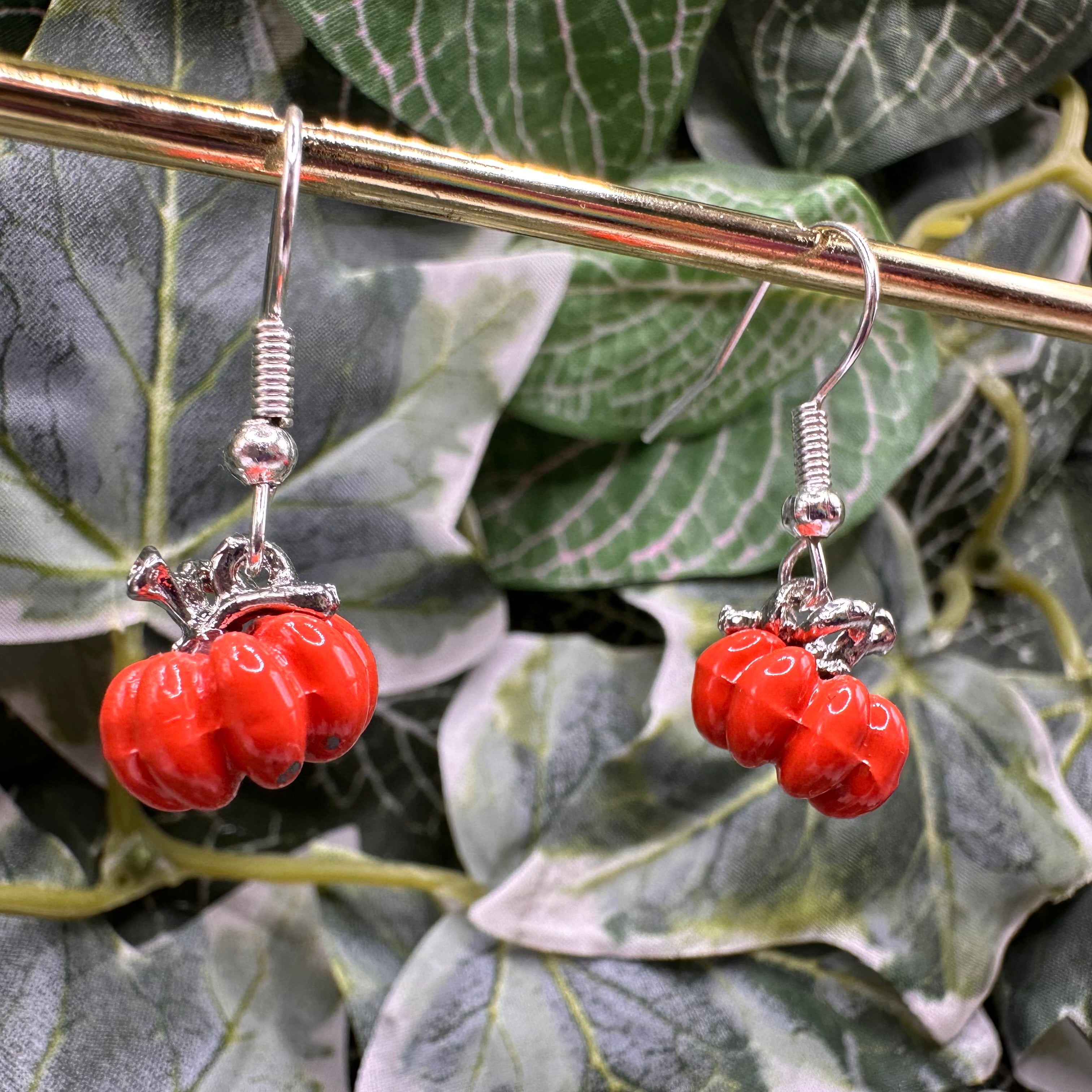 Orange Pumpkin Charm Earrings