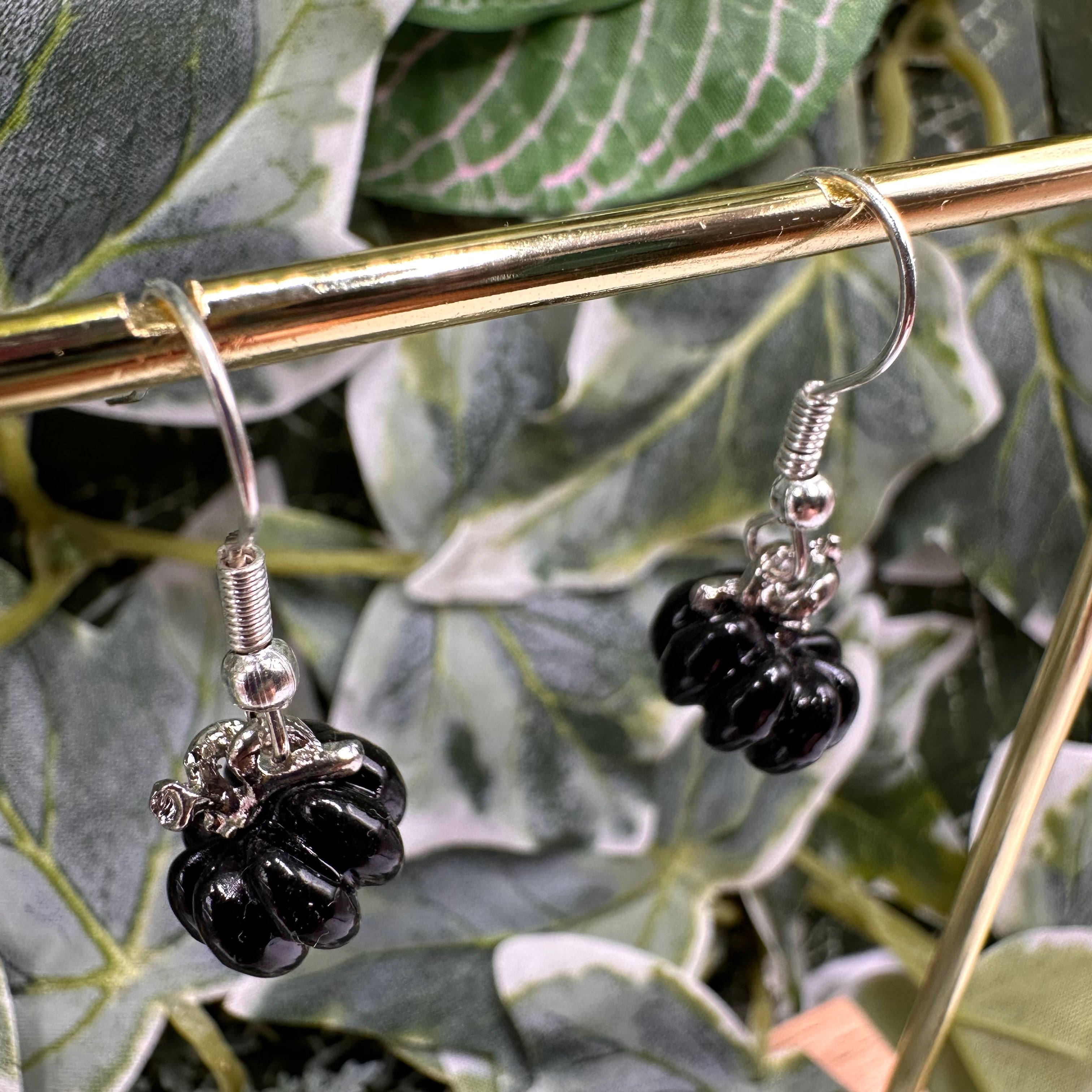 Black Pumpkin Charm Earrings