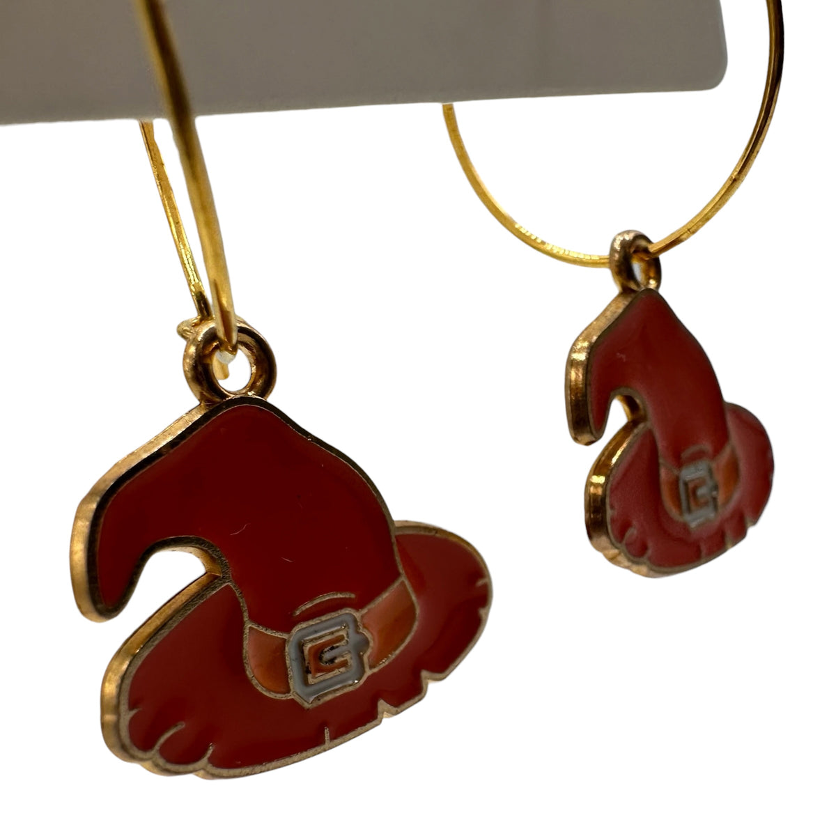 Orange Witch Hat Charm Earrings