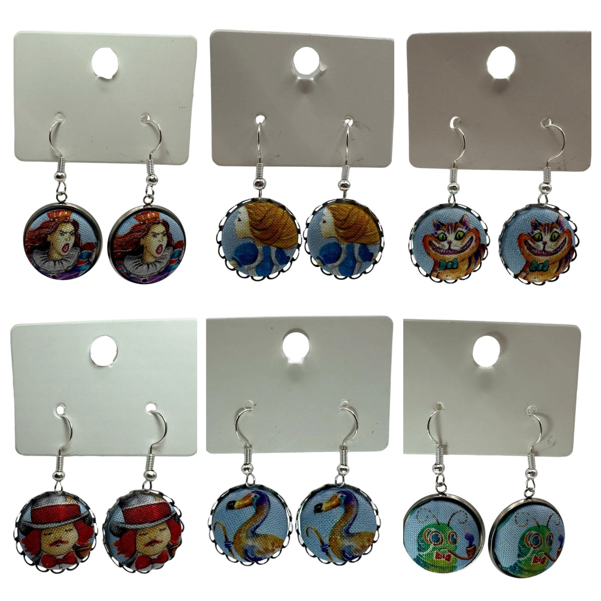 Alice In Wonderland Drop Earrings: Queen of Hearts, Cheshire Cat & More