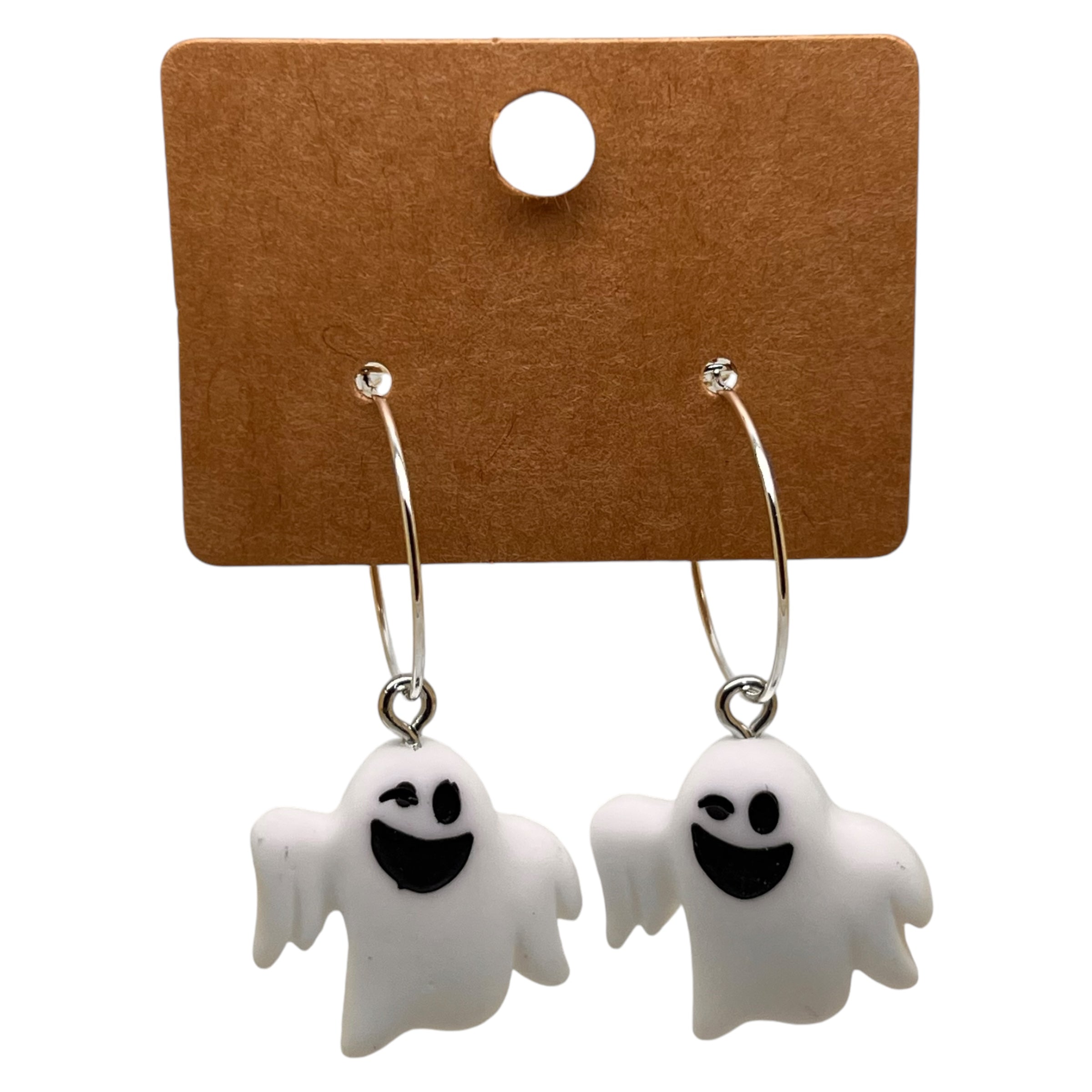 White Ghost Charm Earrings