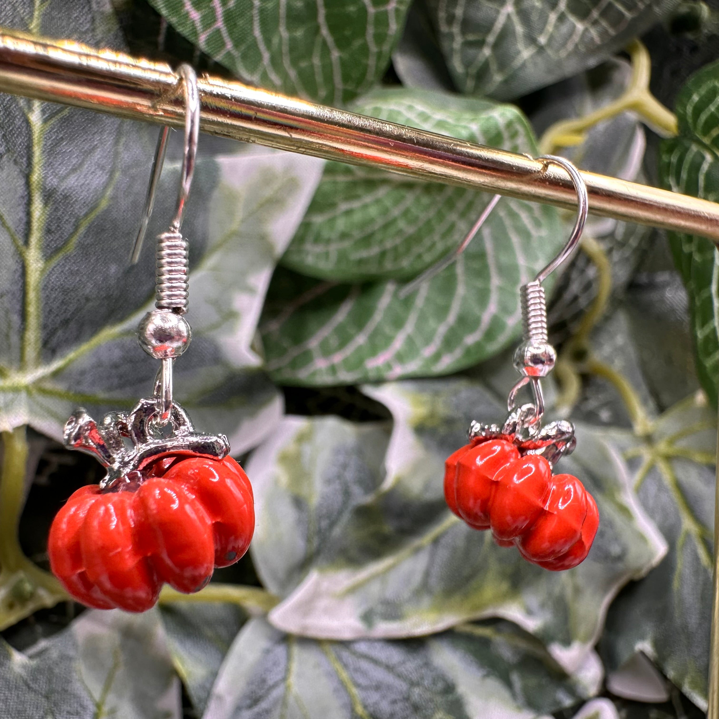 Orange Pumpkin Charm Earrings