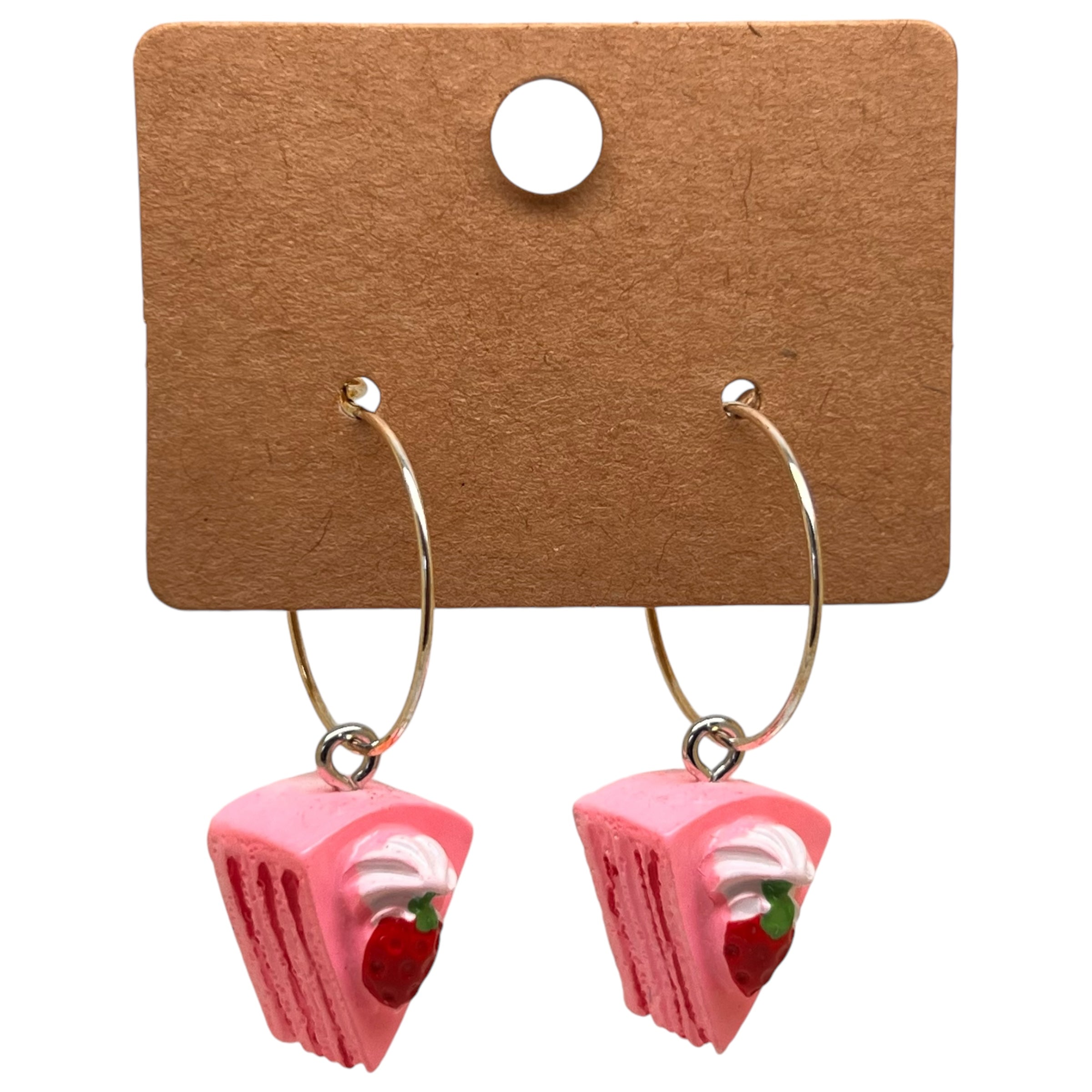 Pink Cake Slice Charm Earrings