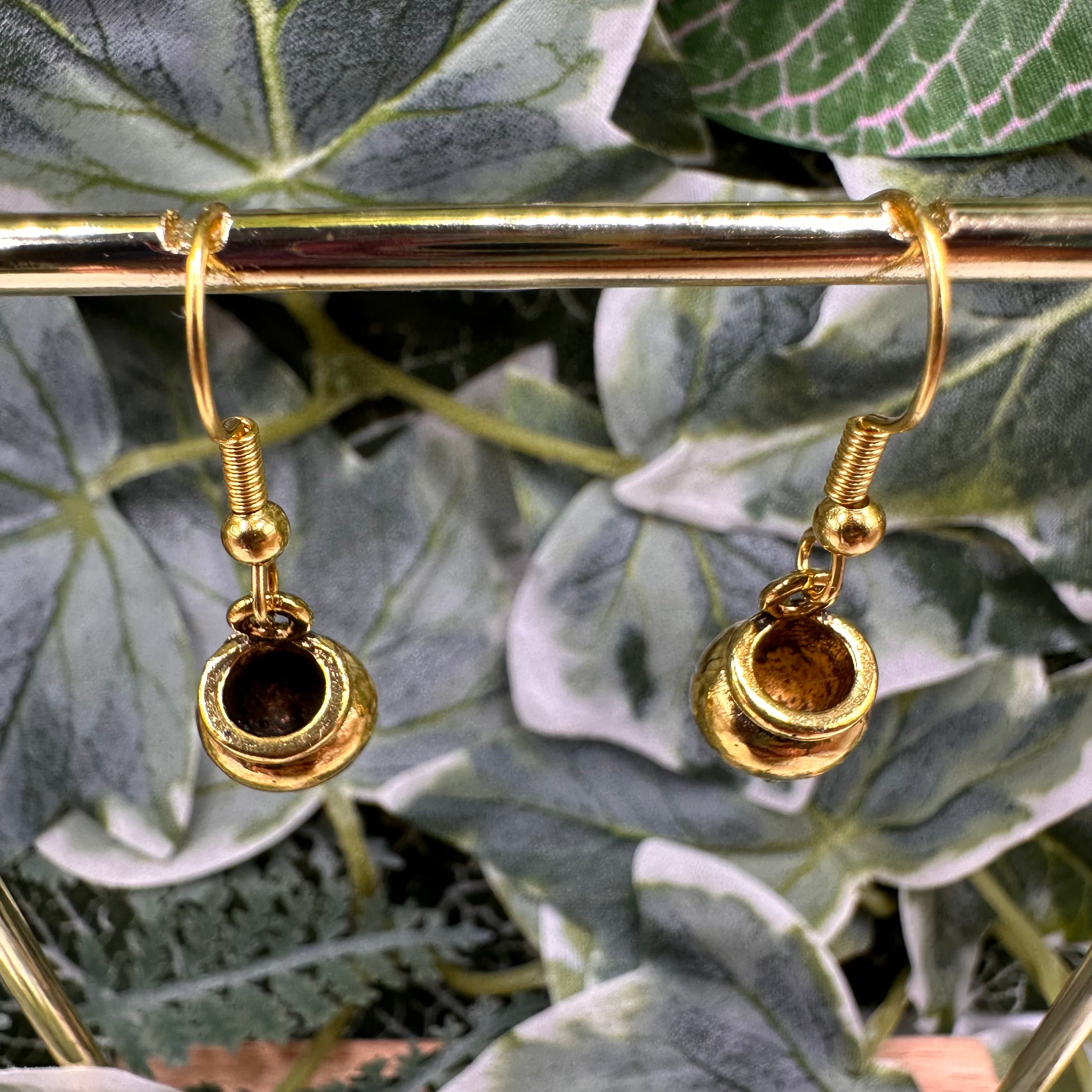 Gold Cauldron Charm Earrings