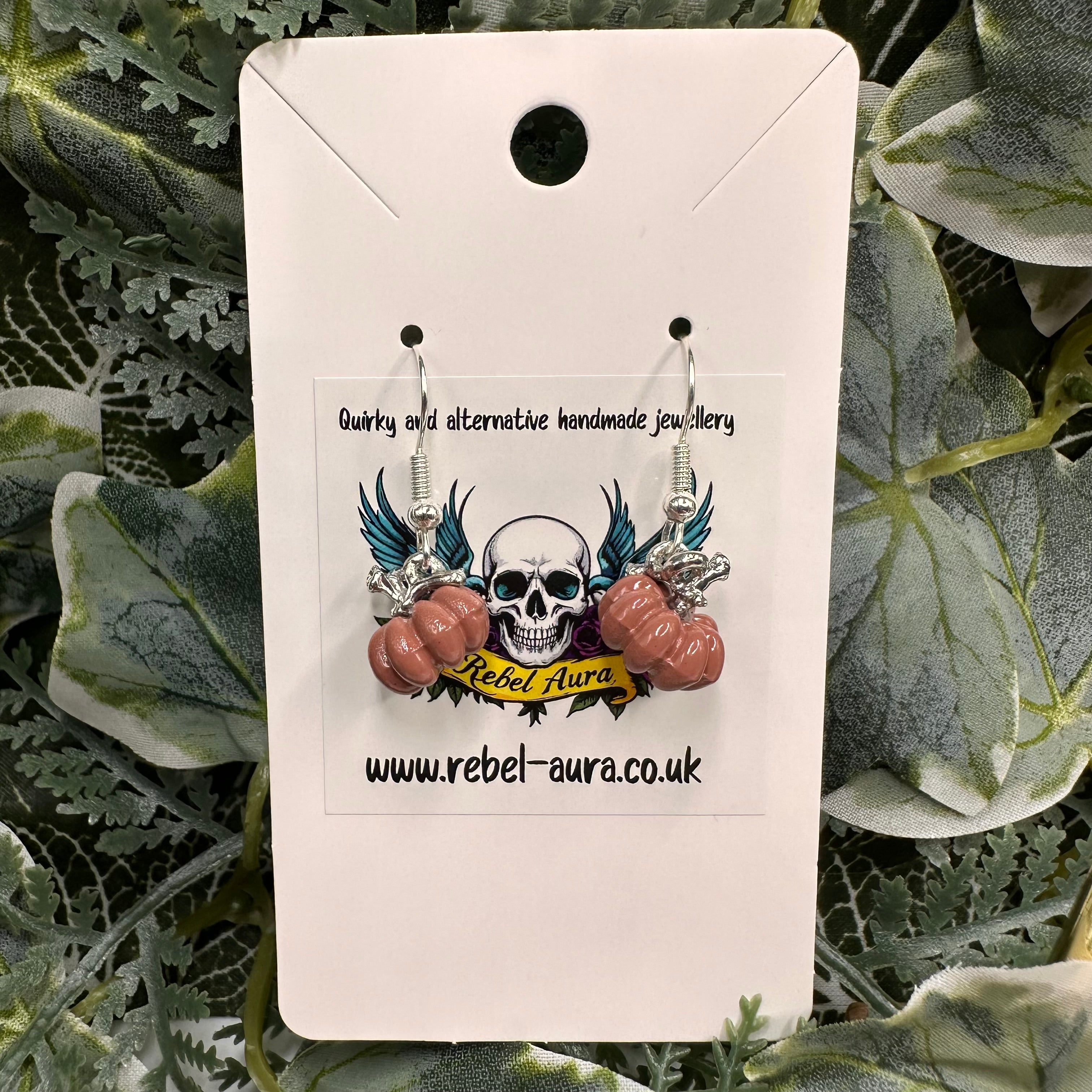 Brown Pumpkin Charm Earrings