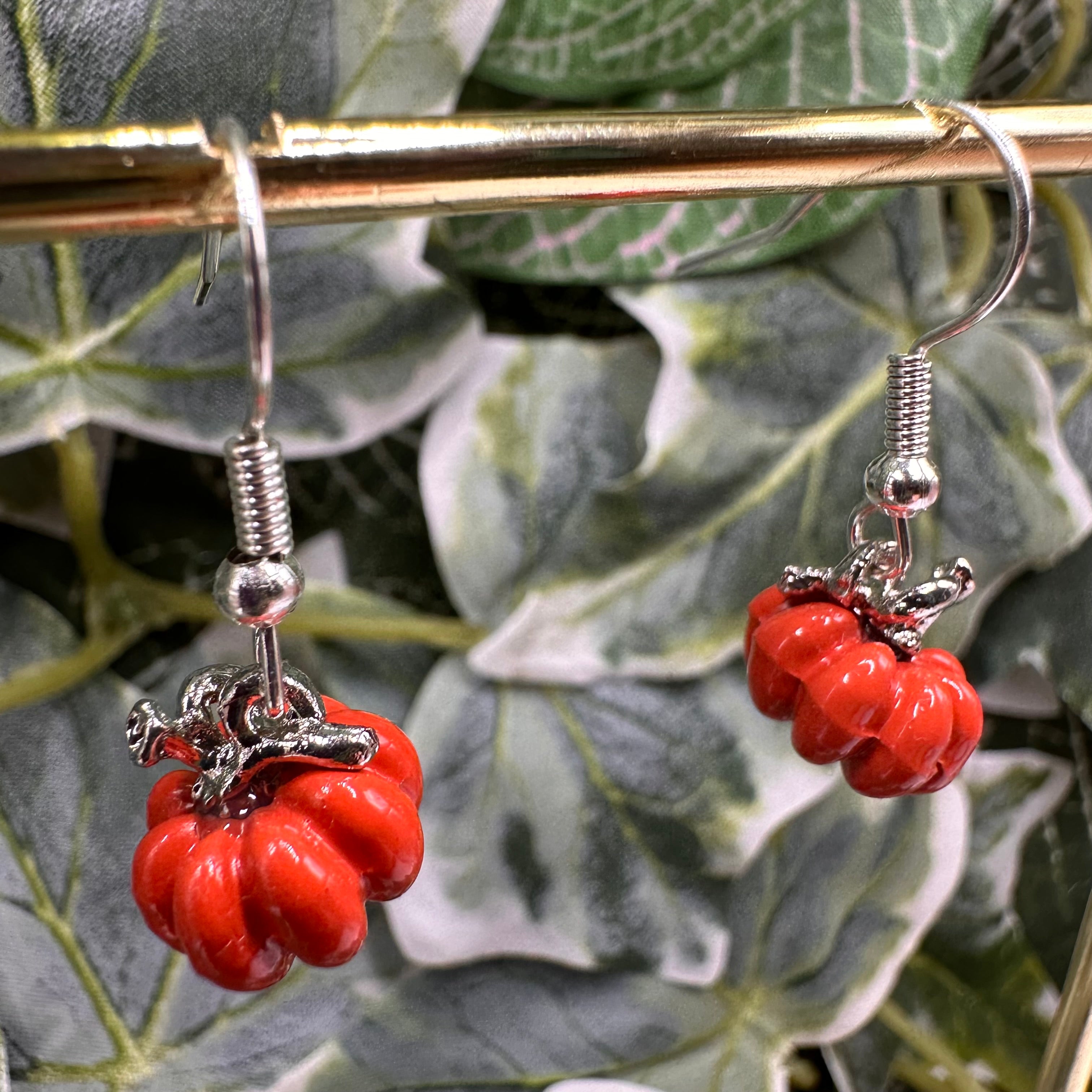 Orange Pumpkin Charm Earrings