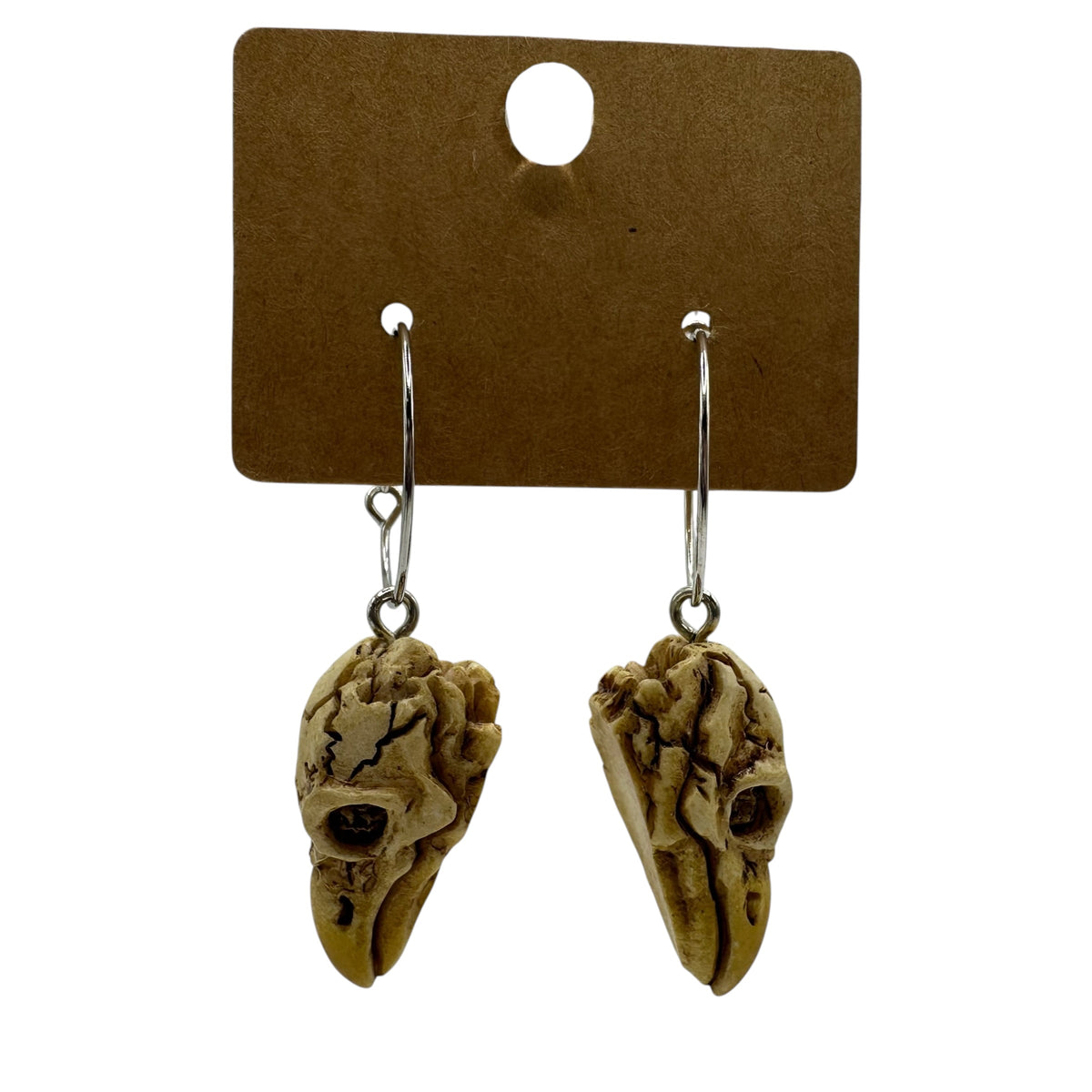 Raven Skull Charm Earrings