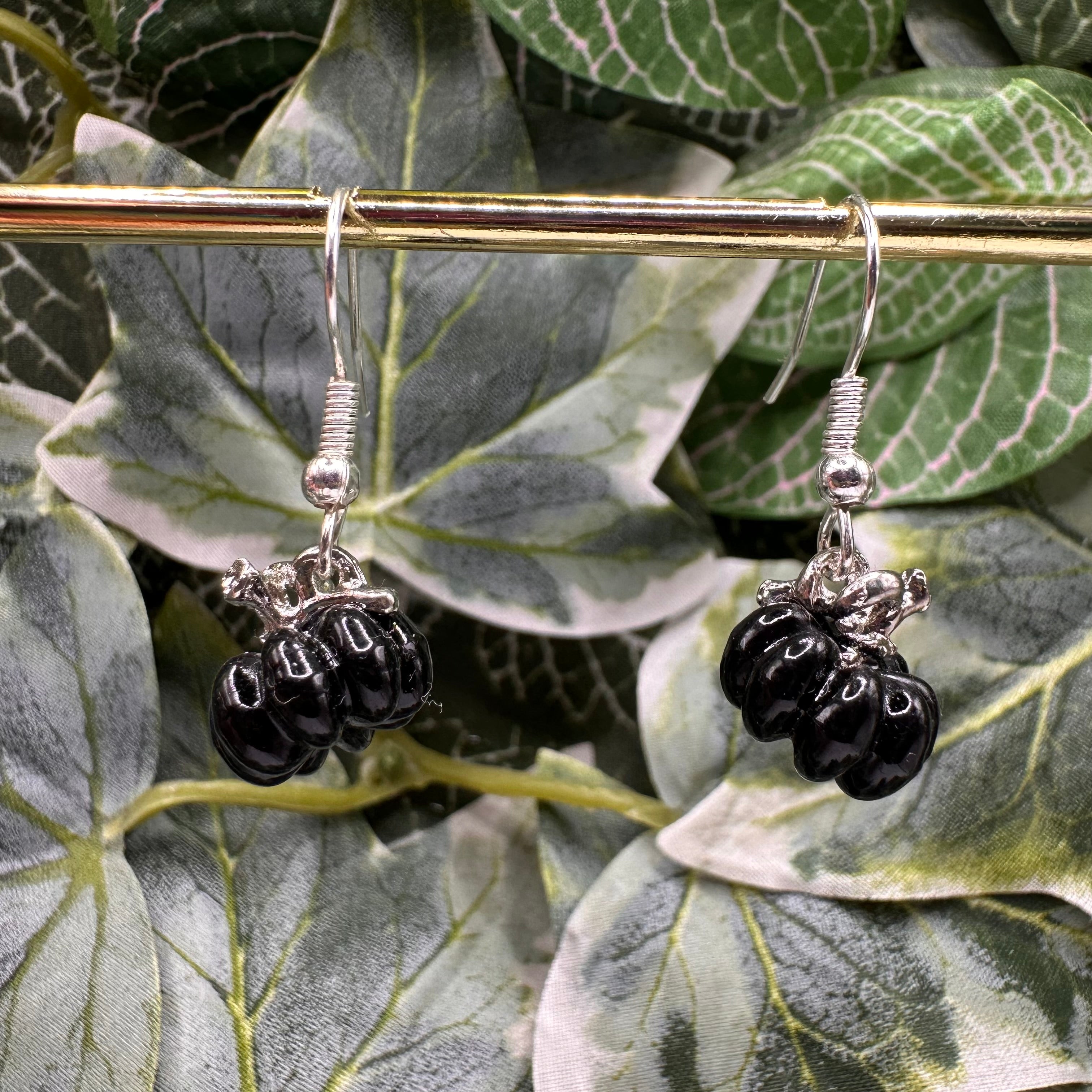 Black Pumpkin Charm Earrings