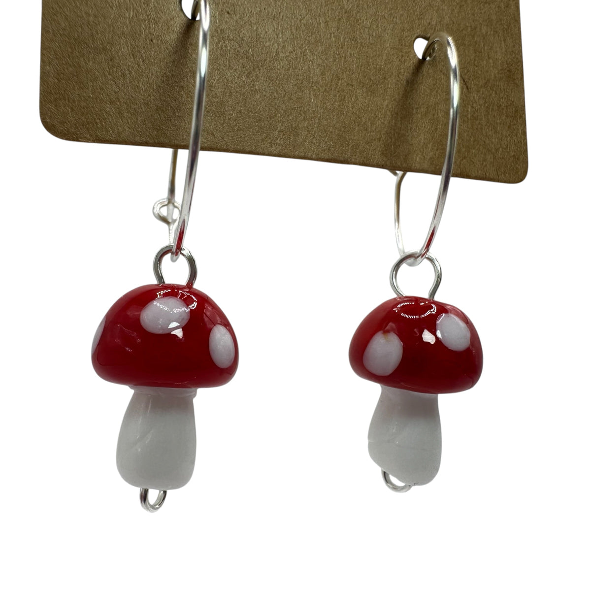 Glass Toadstool Charm Earrings