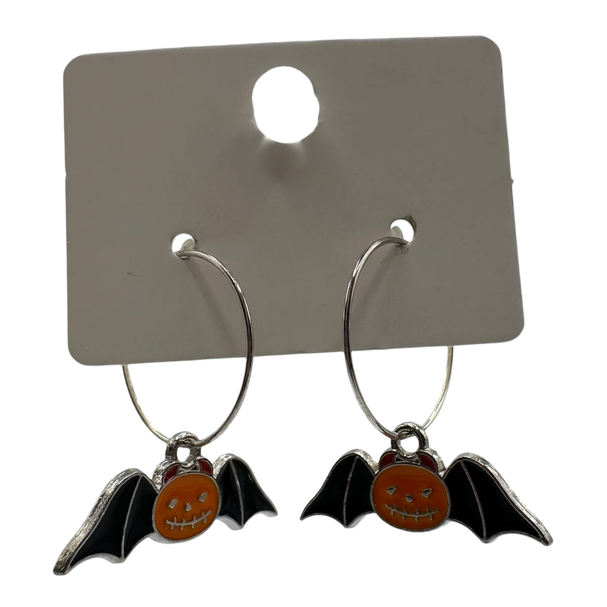 Black-Winged Pumpkin Bat Charm Earrings