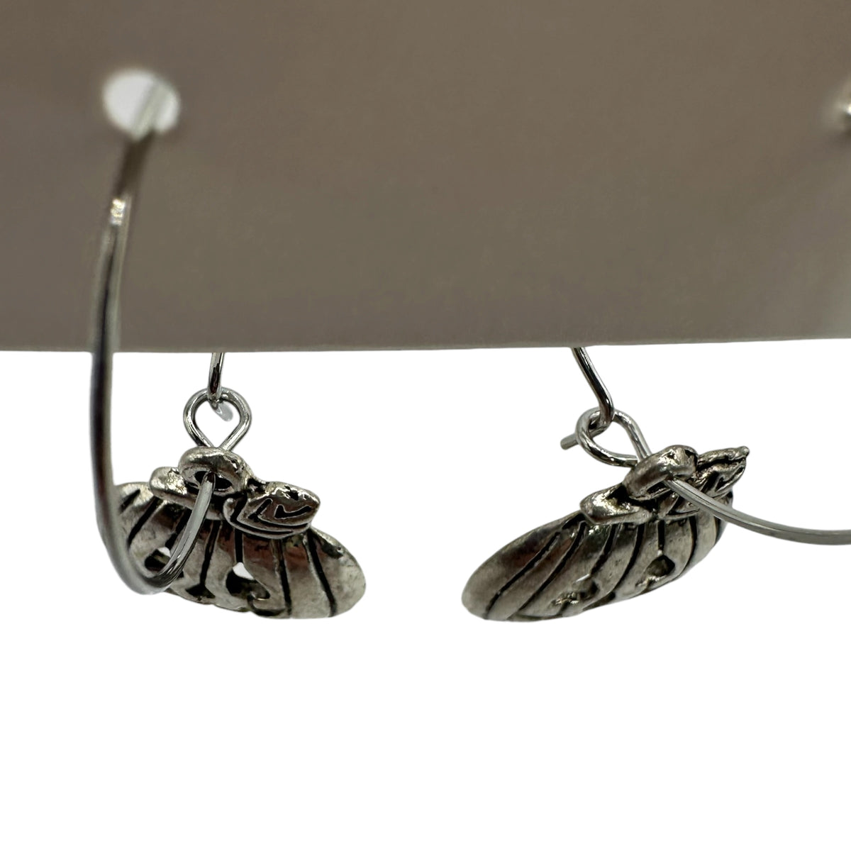 Silver Carved Pumpkin Charm Earrings