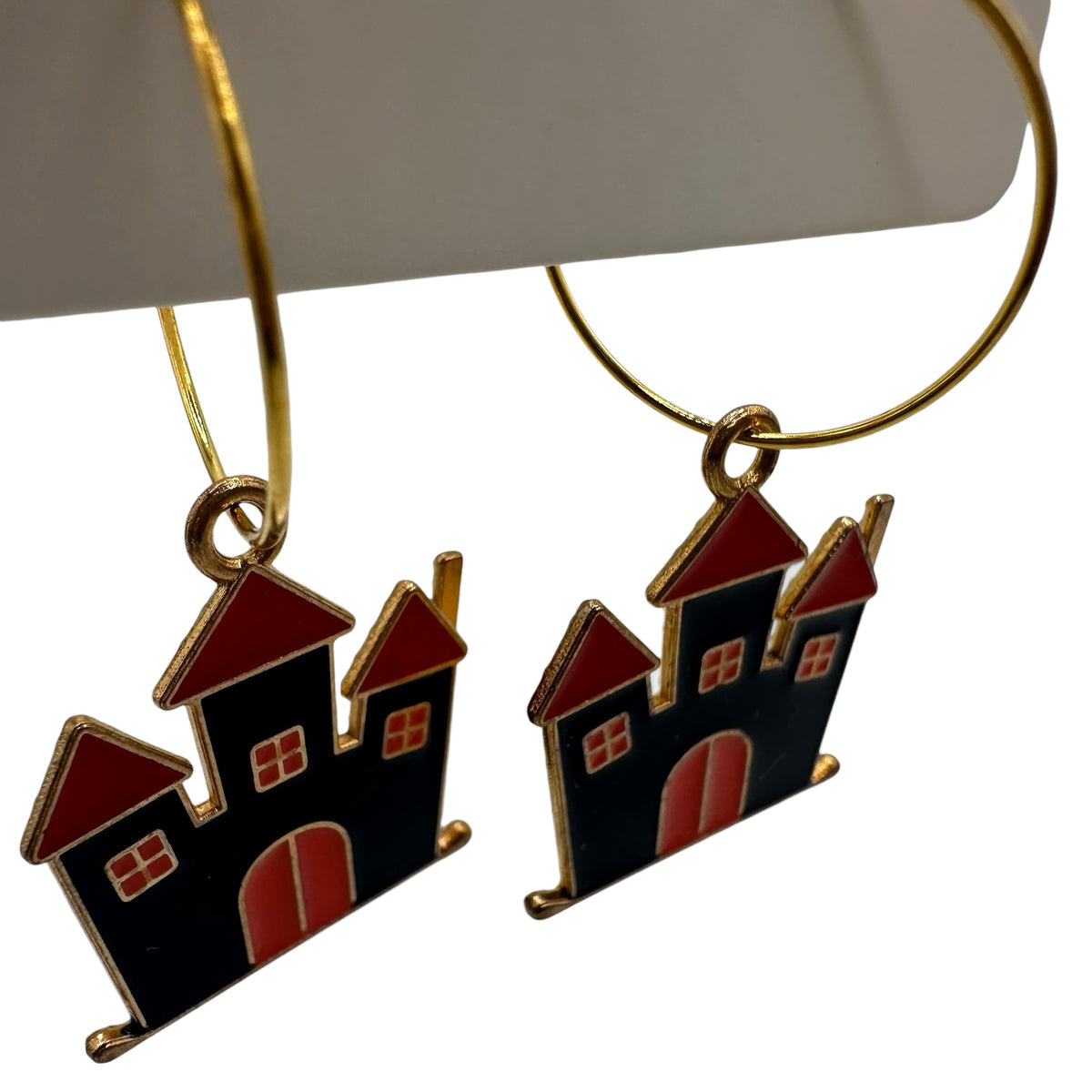 Red-Roofed Haunted Castle Charm Earrings
