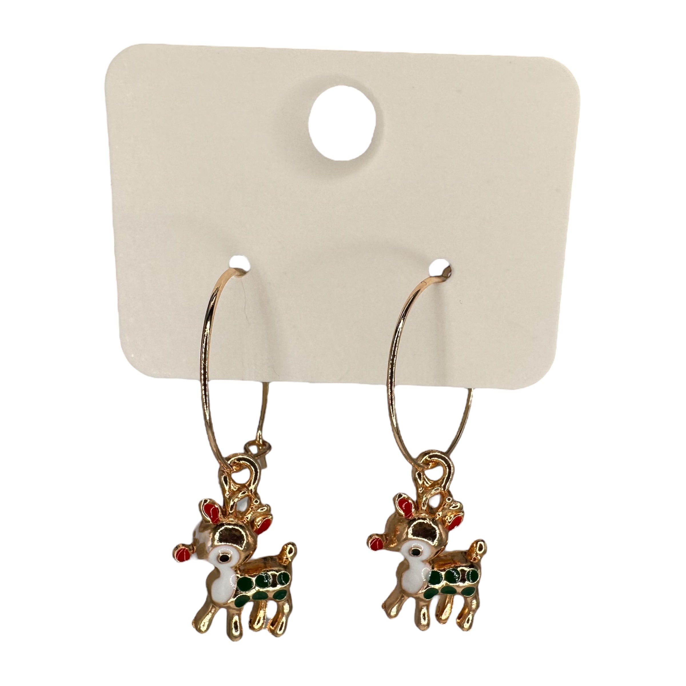 Tiny Gold Rudolph Charm Earrings