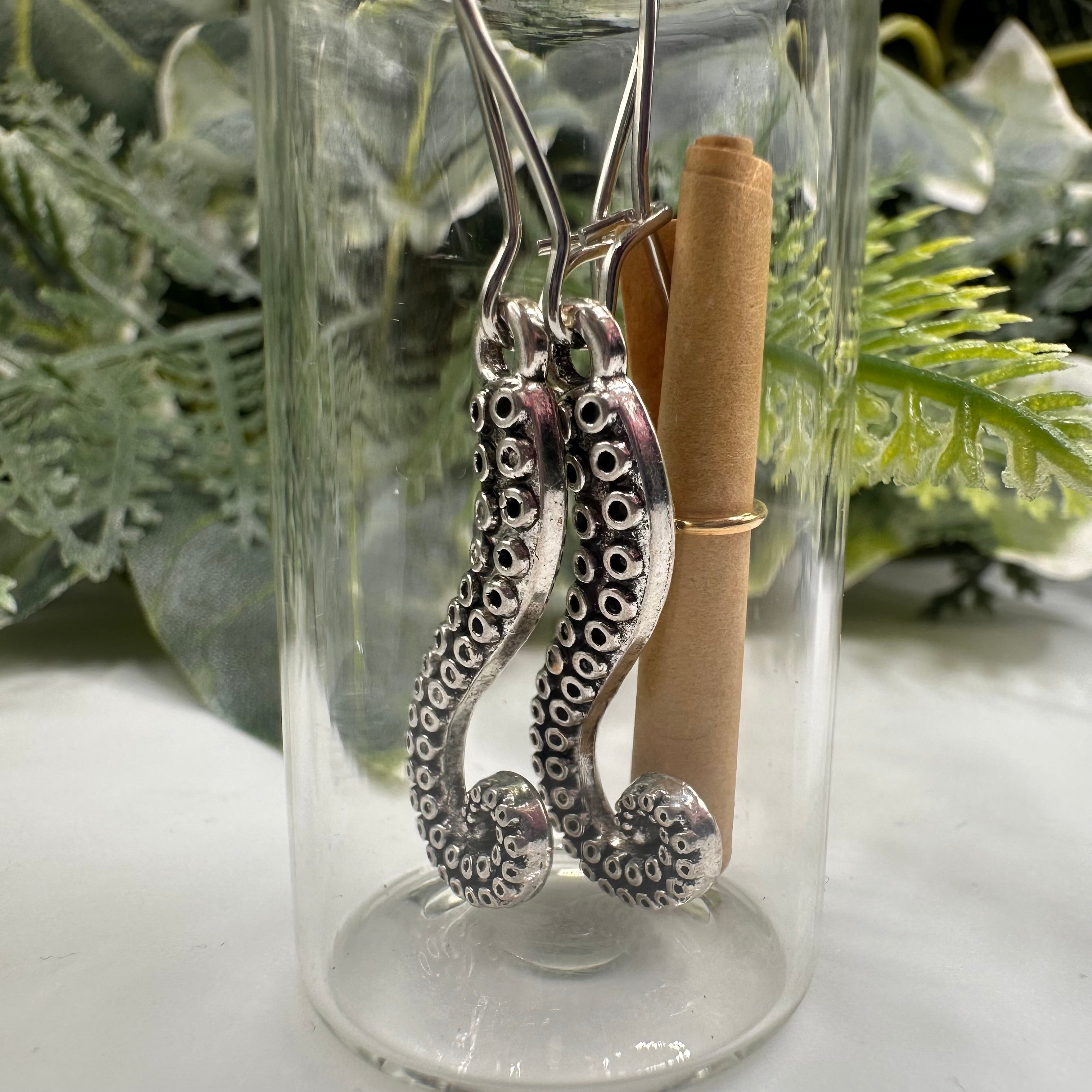 Kraken Tentacle Bottled Charm Earrings