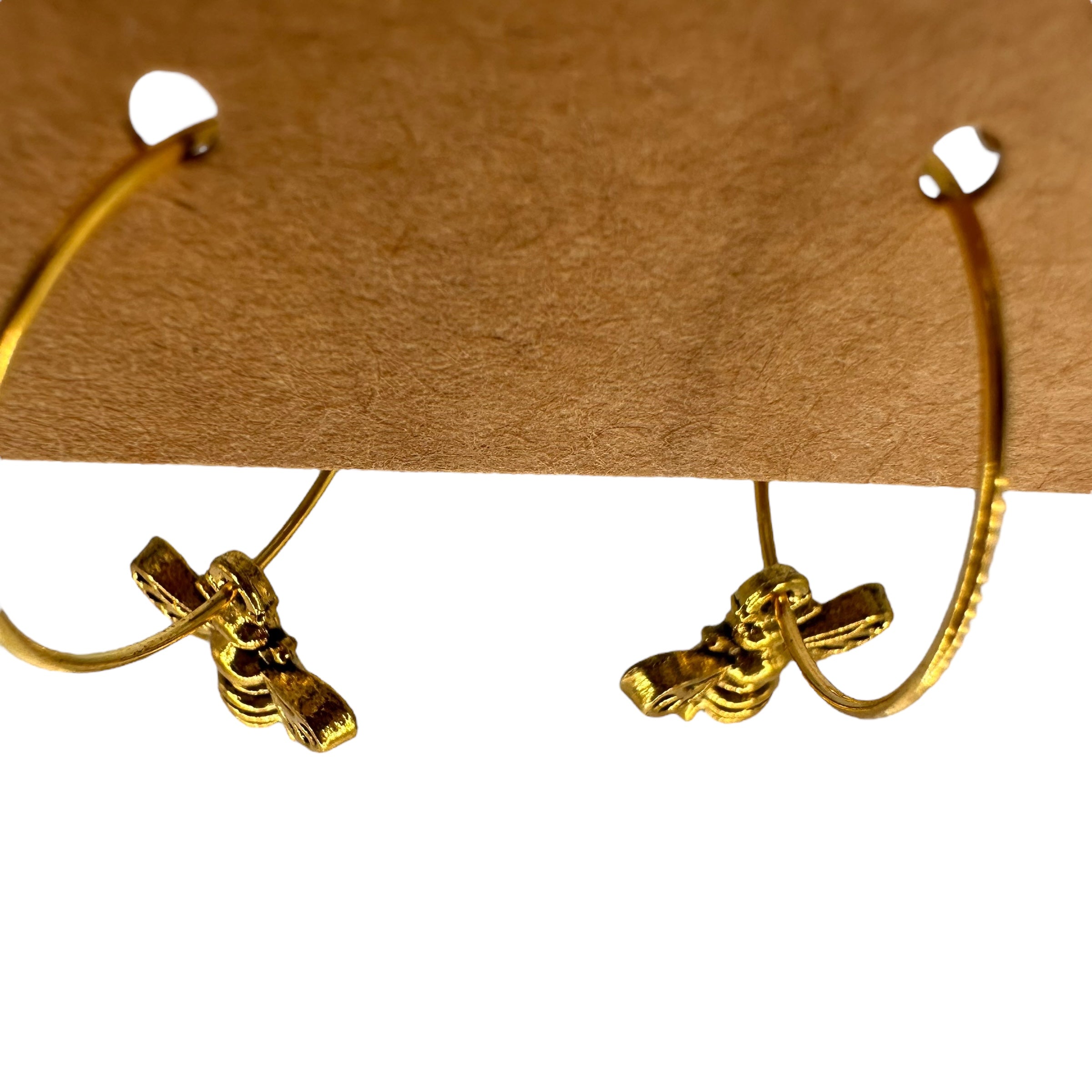Gold Bee Charm Earrings