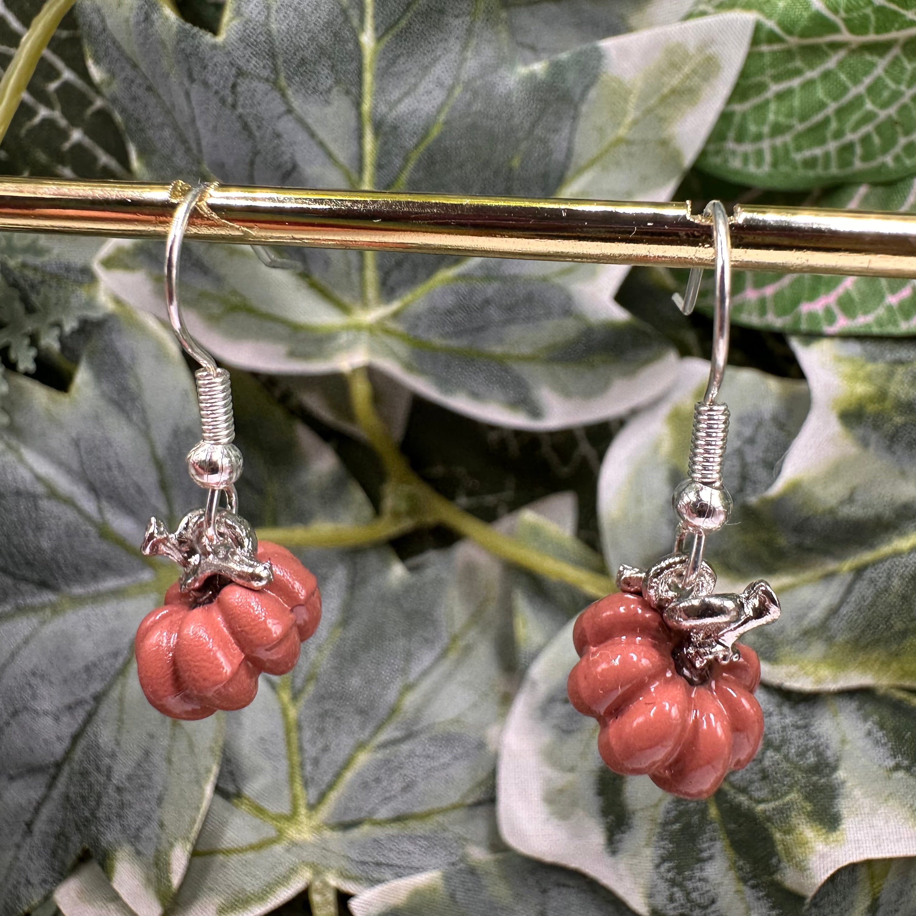 Brown Pumpkin Charm Earrings