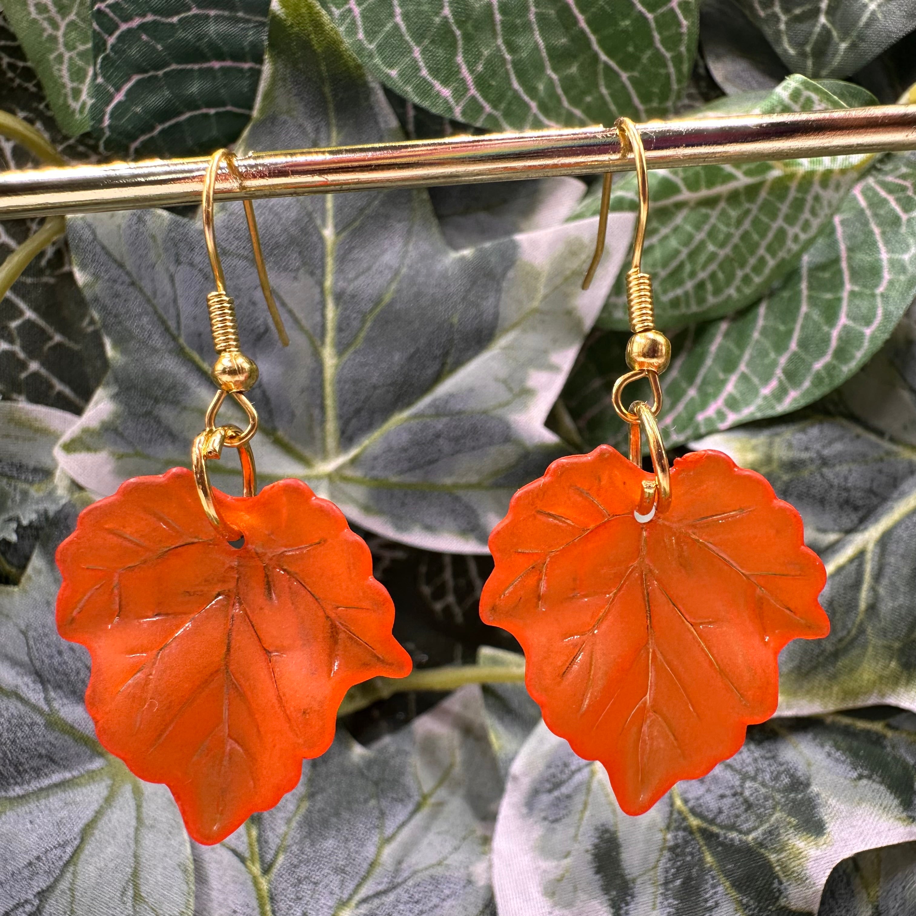 Orange Autumn Leaf Earrings