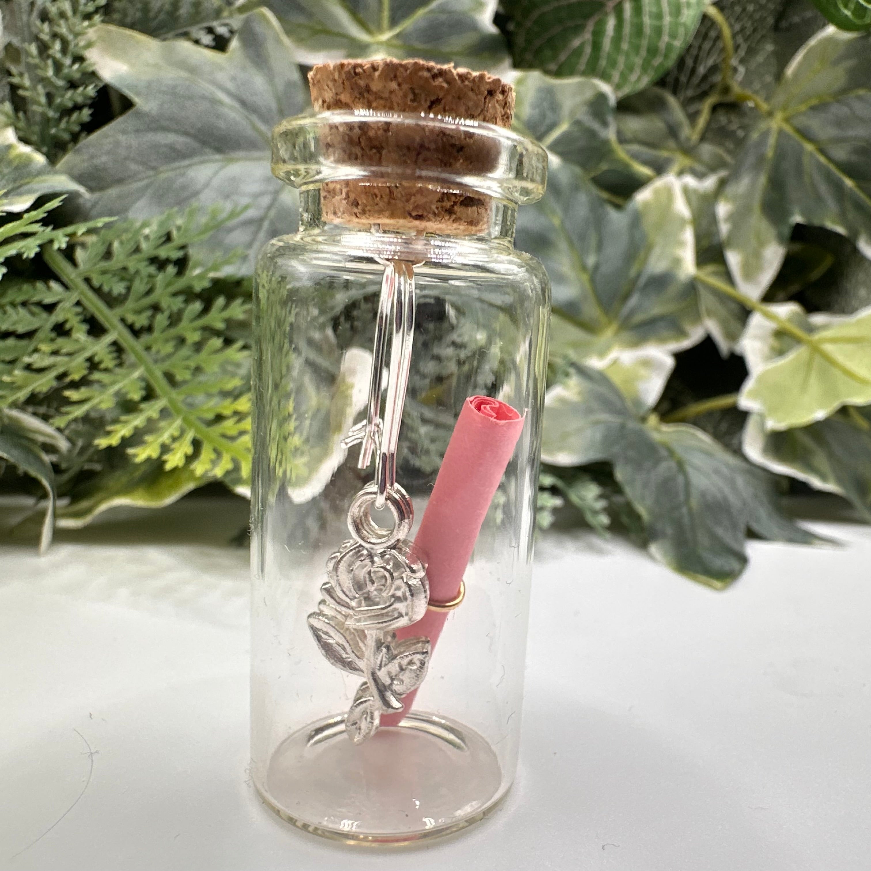 Silver Rose Bottled Charm Earrings - Gift Boxed