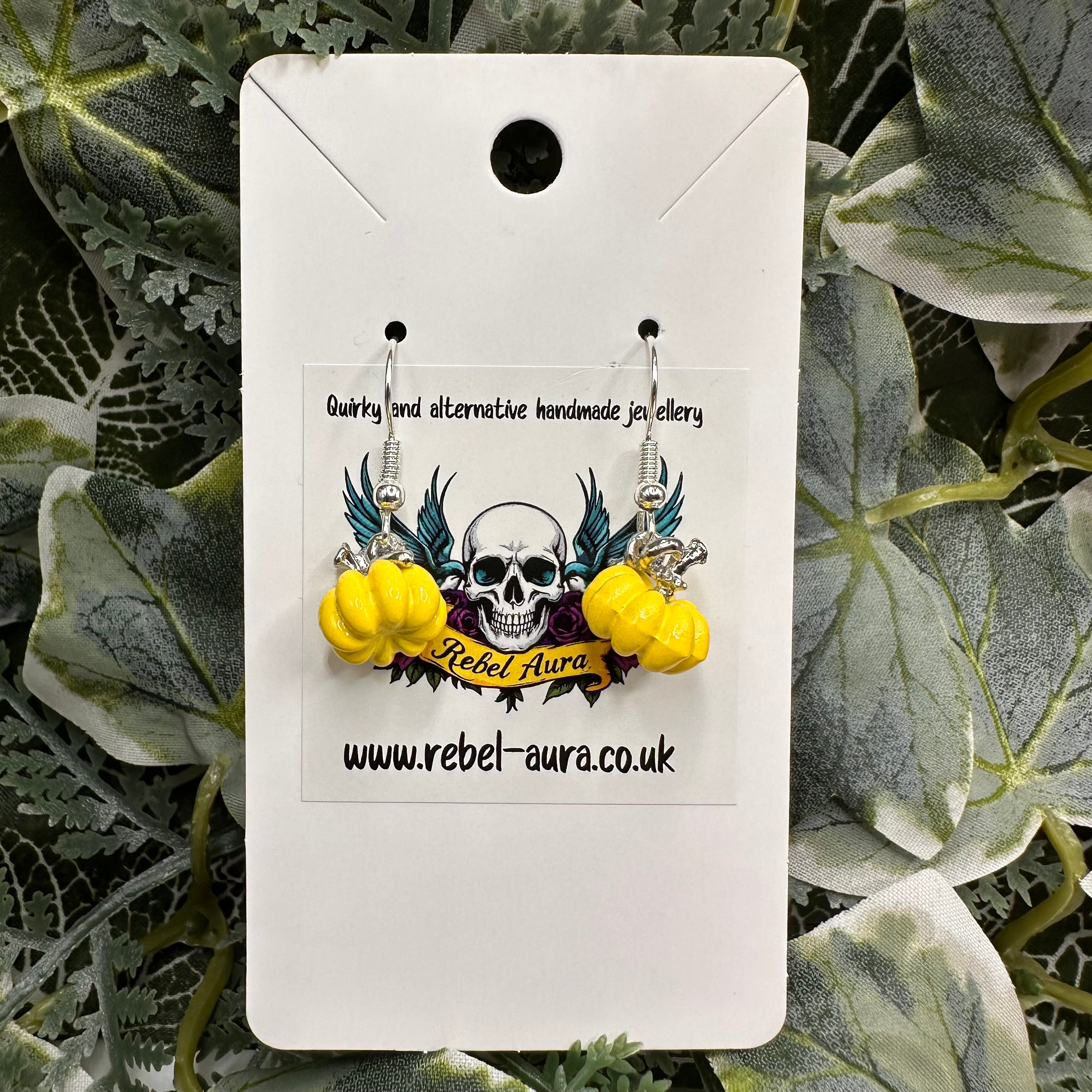 Yellow Pumpkin Charm Earrings