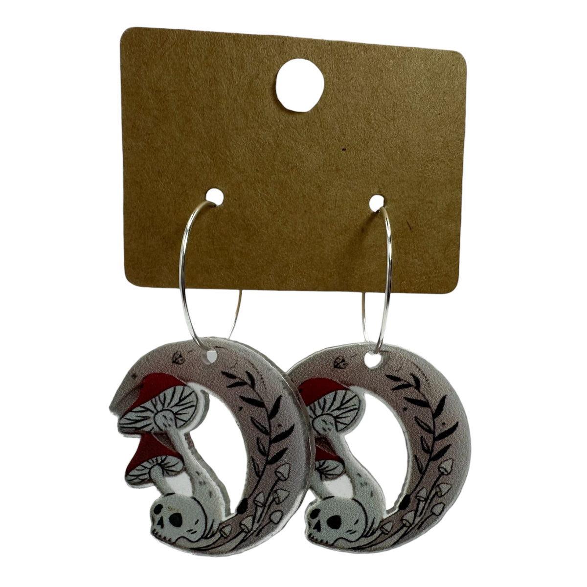 Skull & Toadstool Moon Charm Earrings