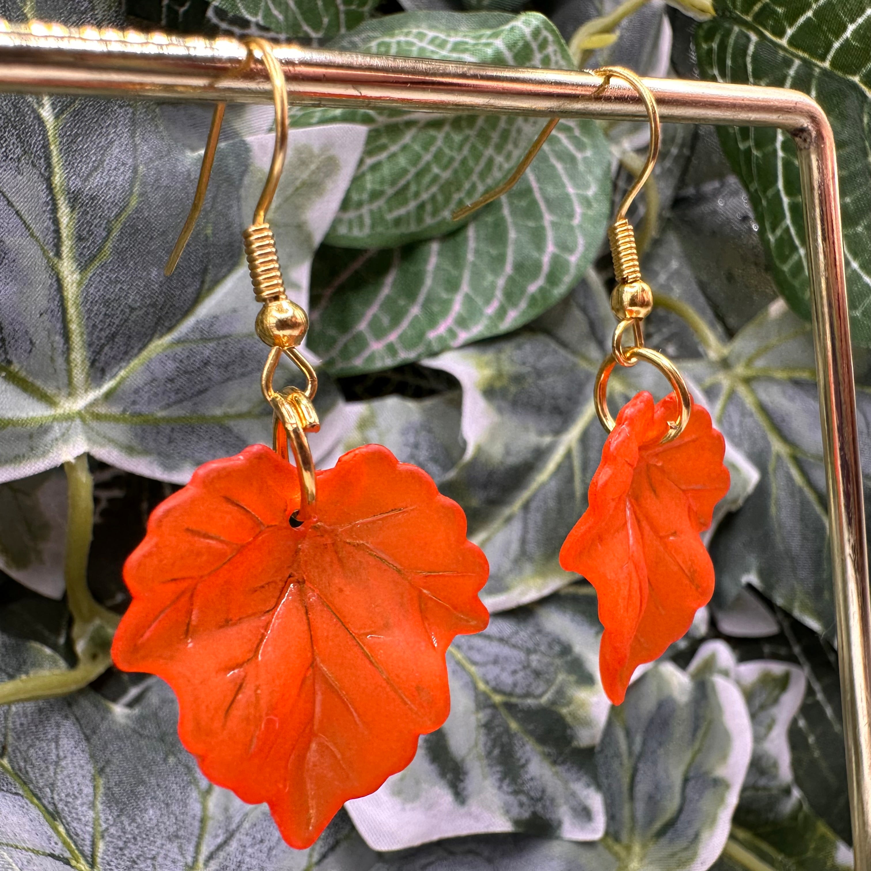 Orange Autumn Leaf Earrings