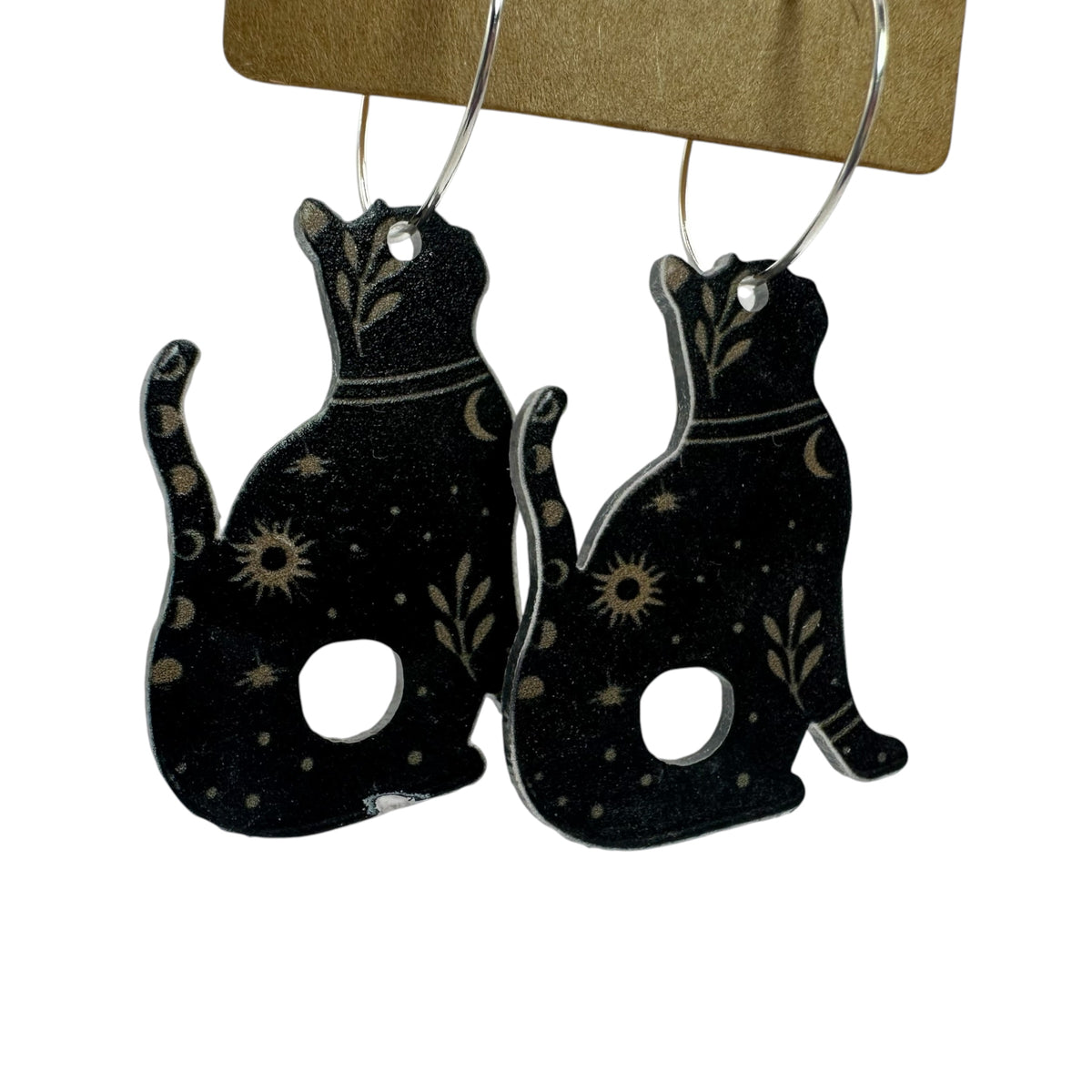 Celestial Black Cat Charm Earrings