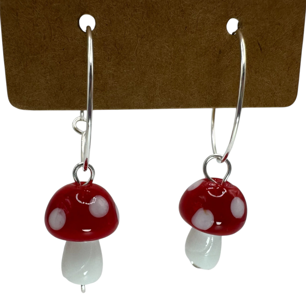 Glass Toadstool Charm Earrings