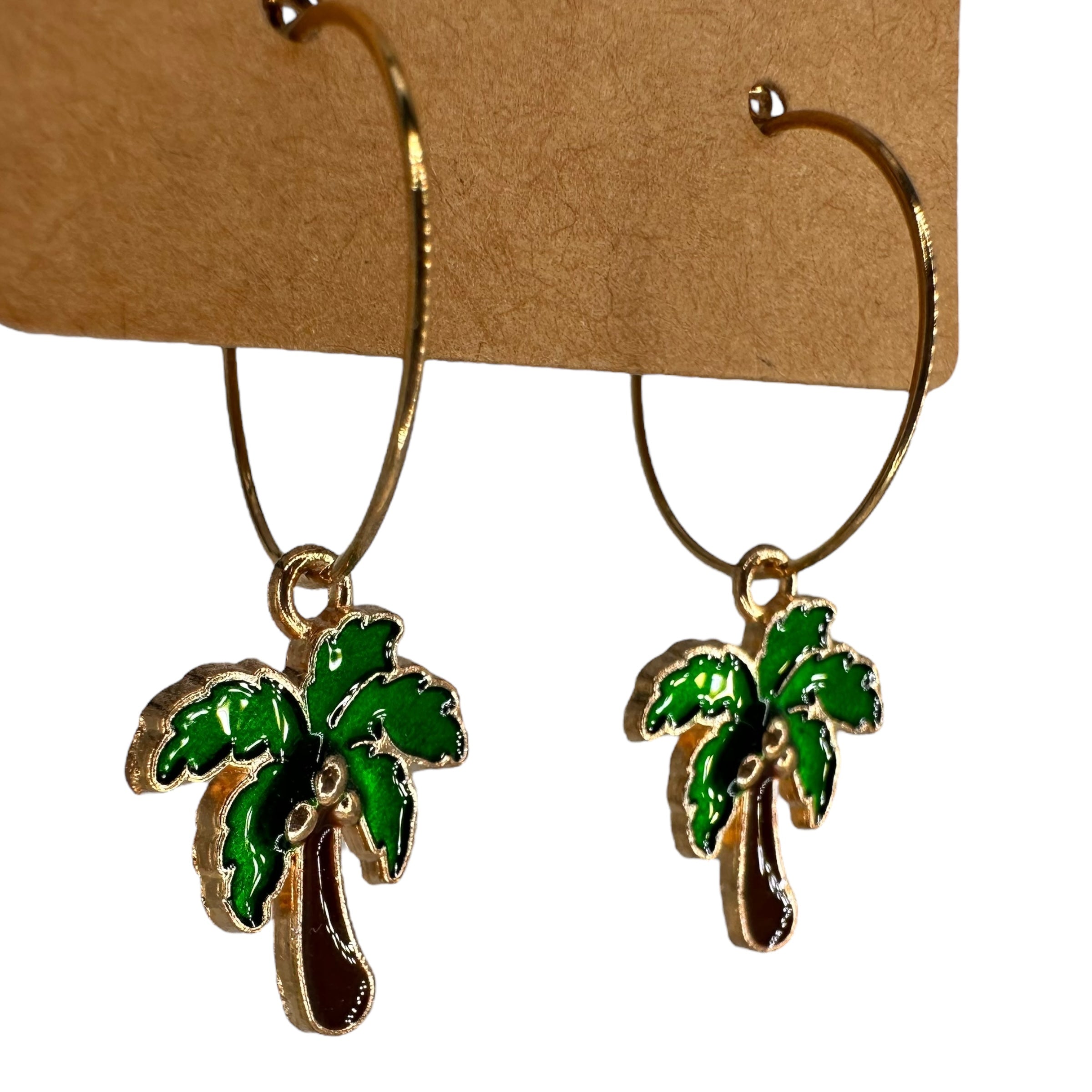 Tropical Palm Tree Charm Earrings