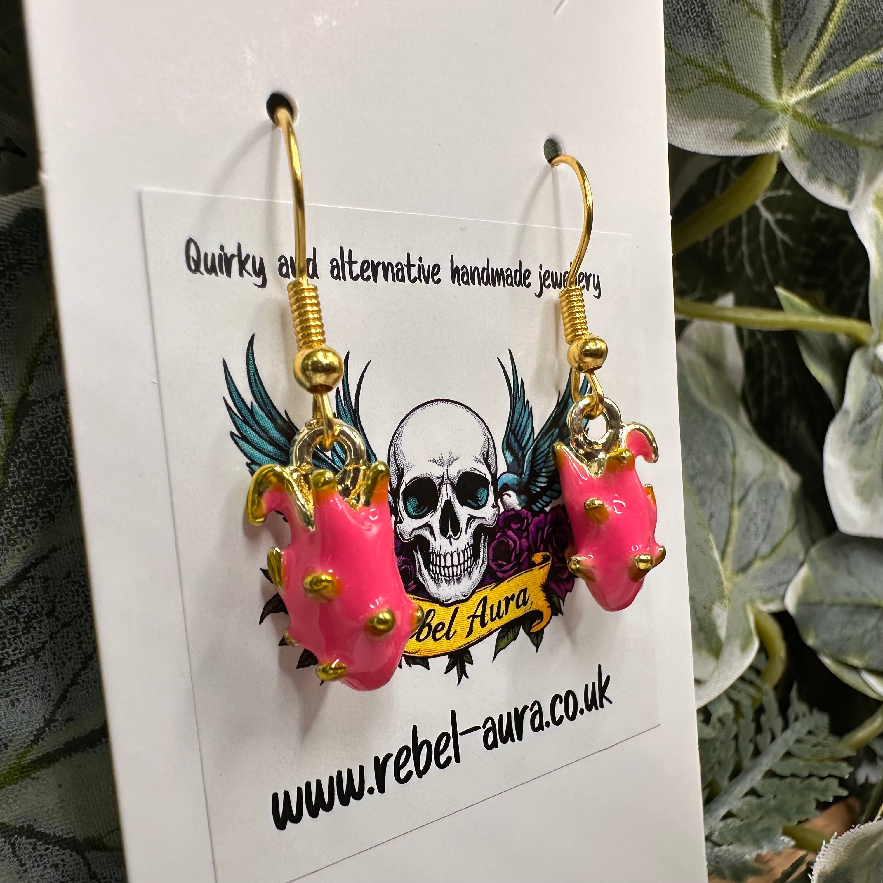 Pink Dragon Fruit Charm Earrings