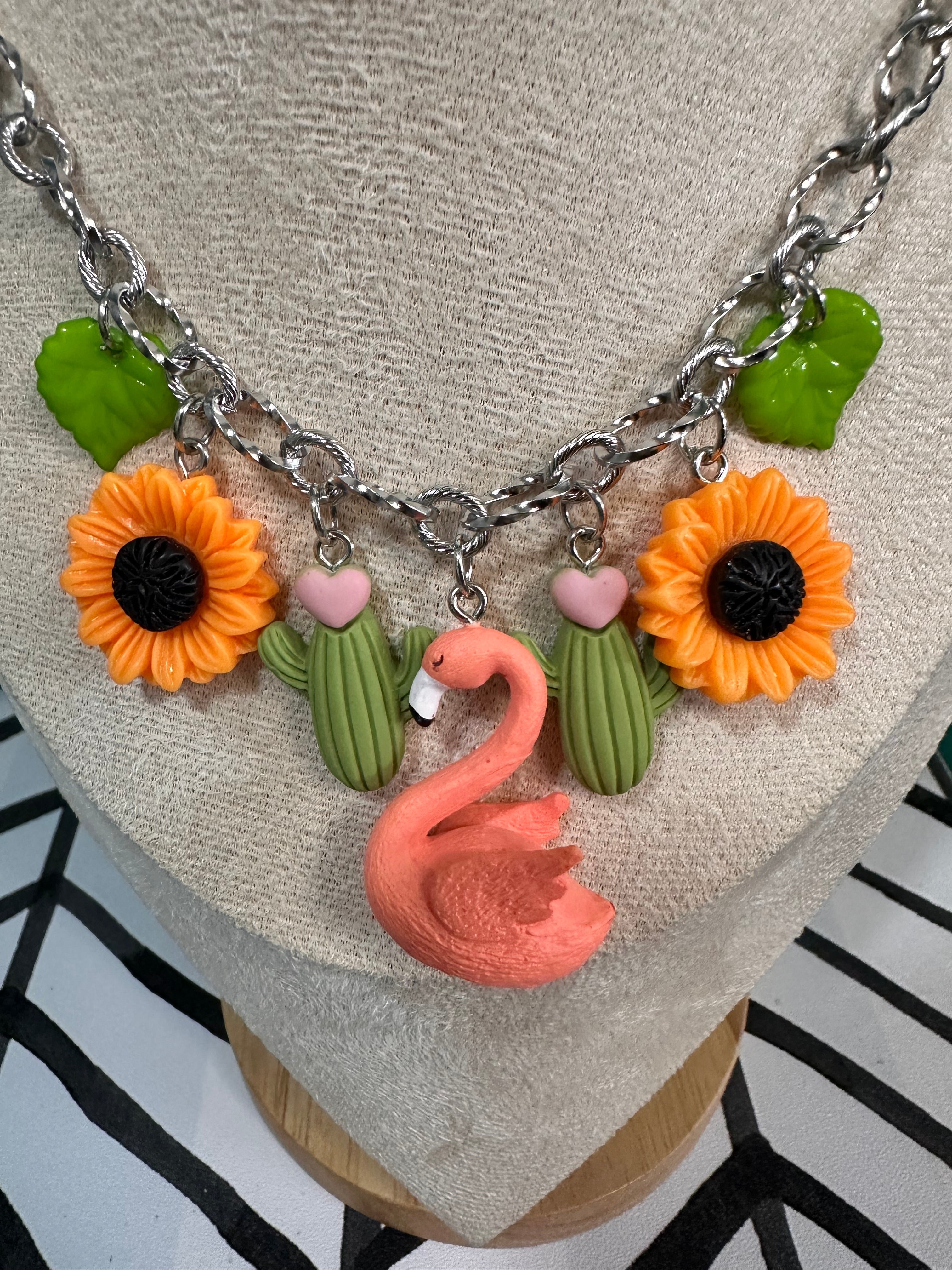 Flamingo Garden Charm Necklace