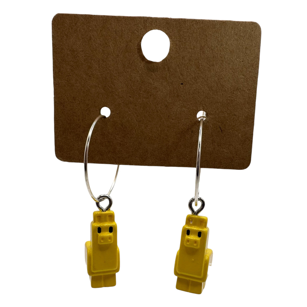 Blocky Yellow Llama Charm Earrings