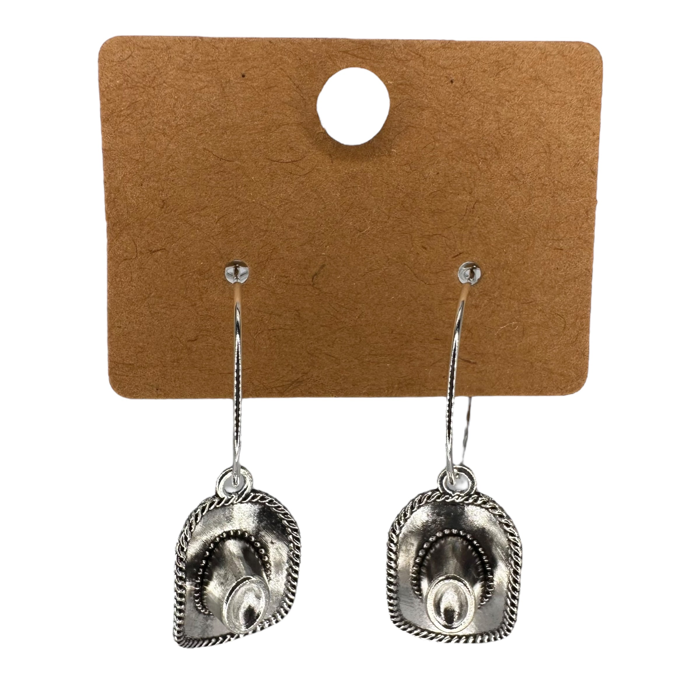 Silver Cowboy Hat Charm Earrings
