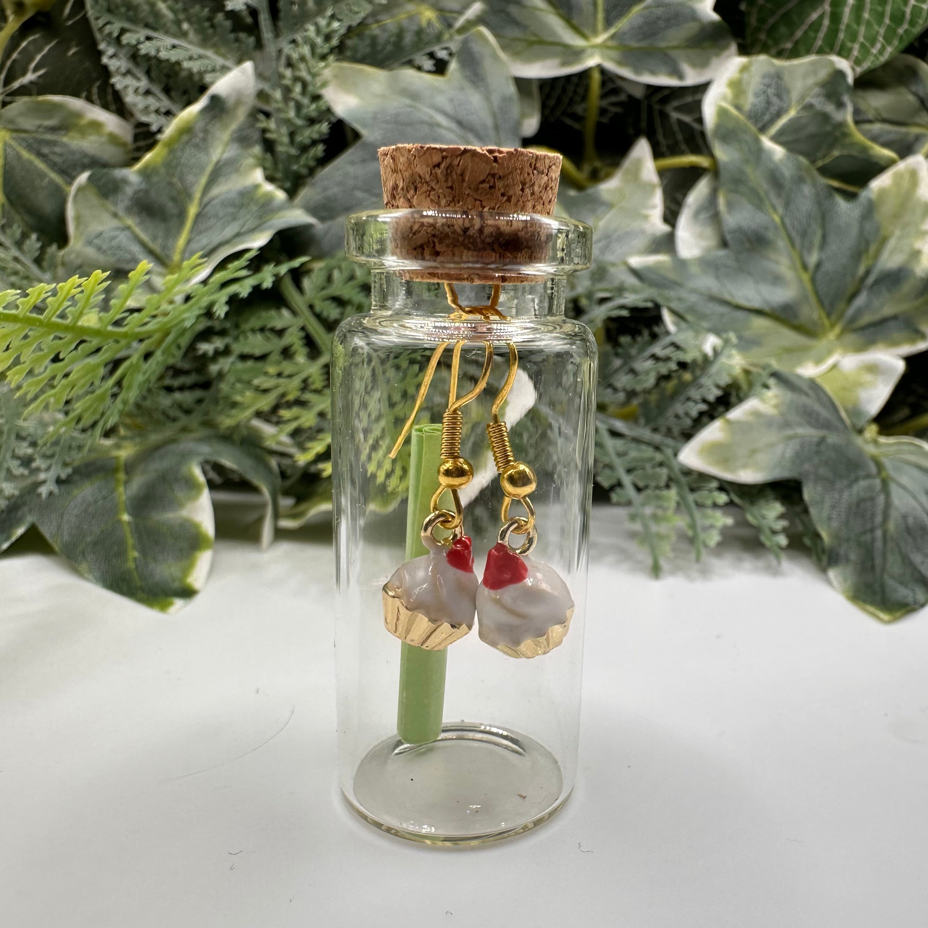 Cherry Cupcake Bottled Charm Earrings - Gift Boxed