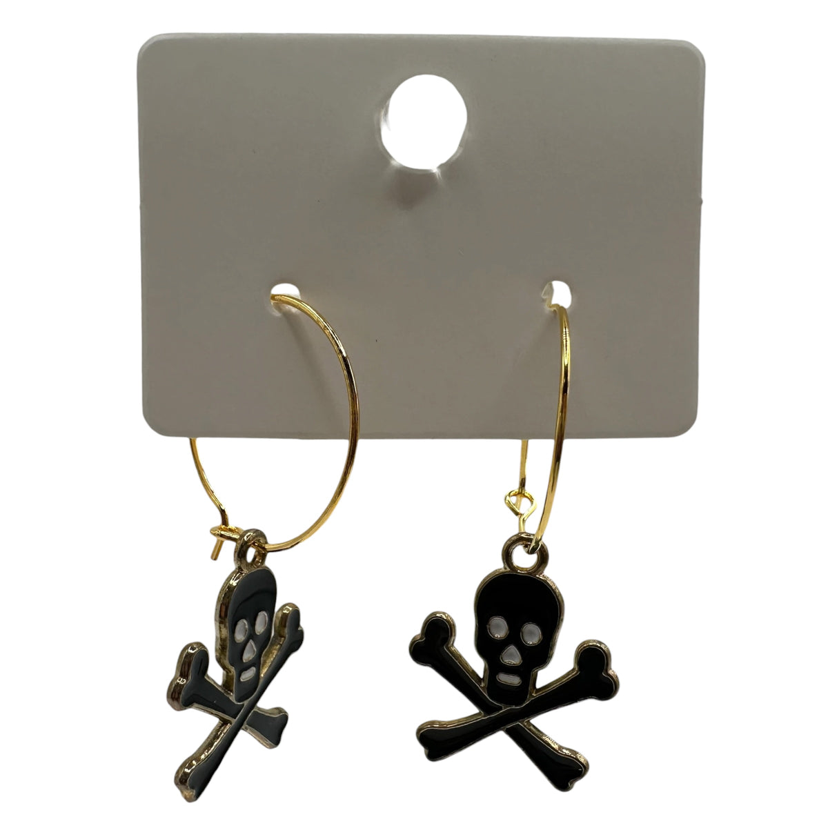 Black & Gold Skull and Crossbones Charm Earrings