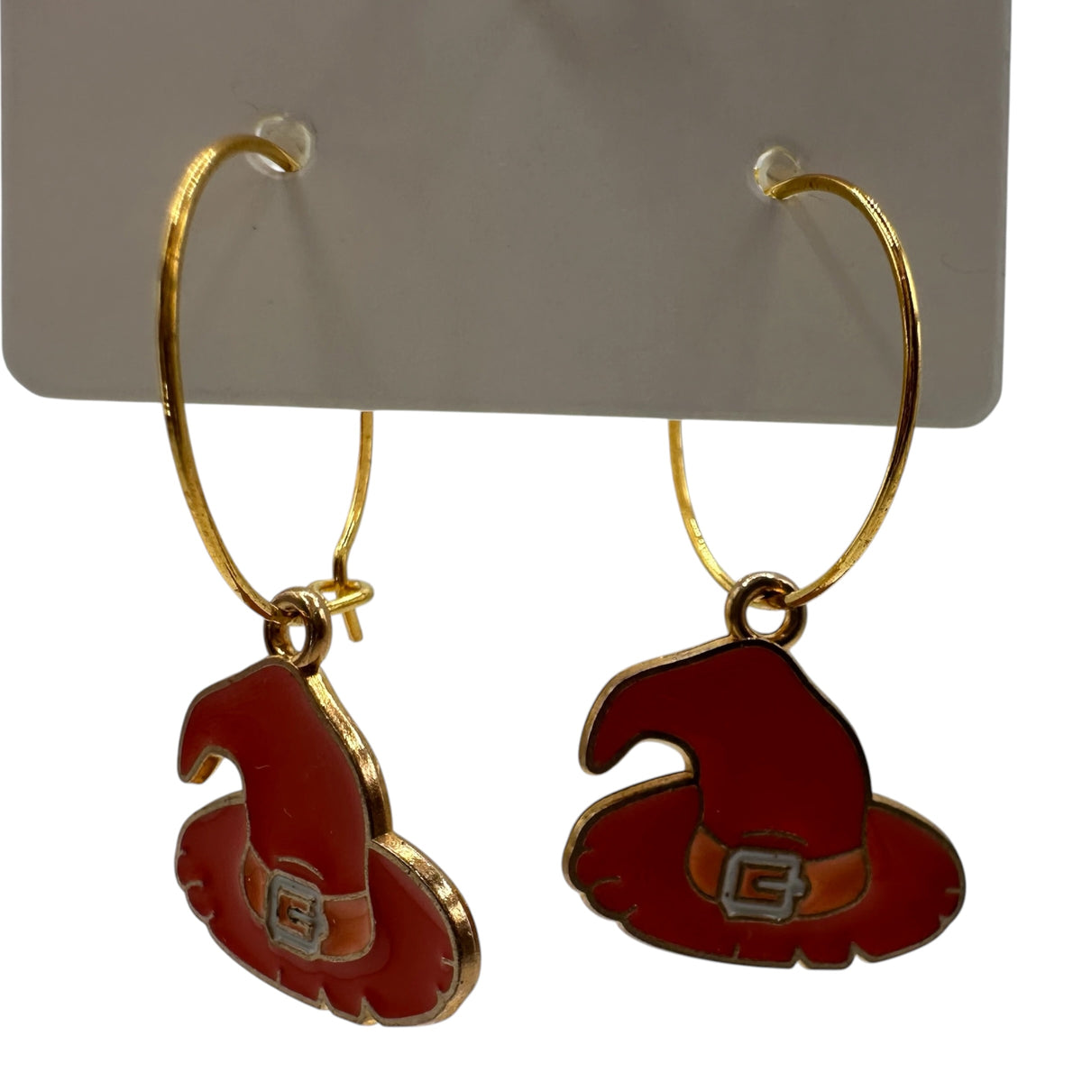 Orange Witch Hat Charm Earrings