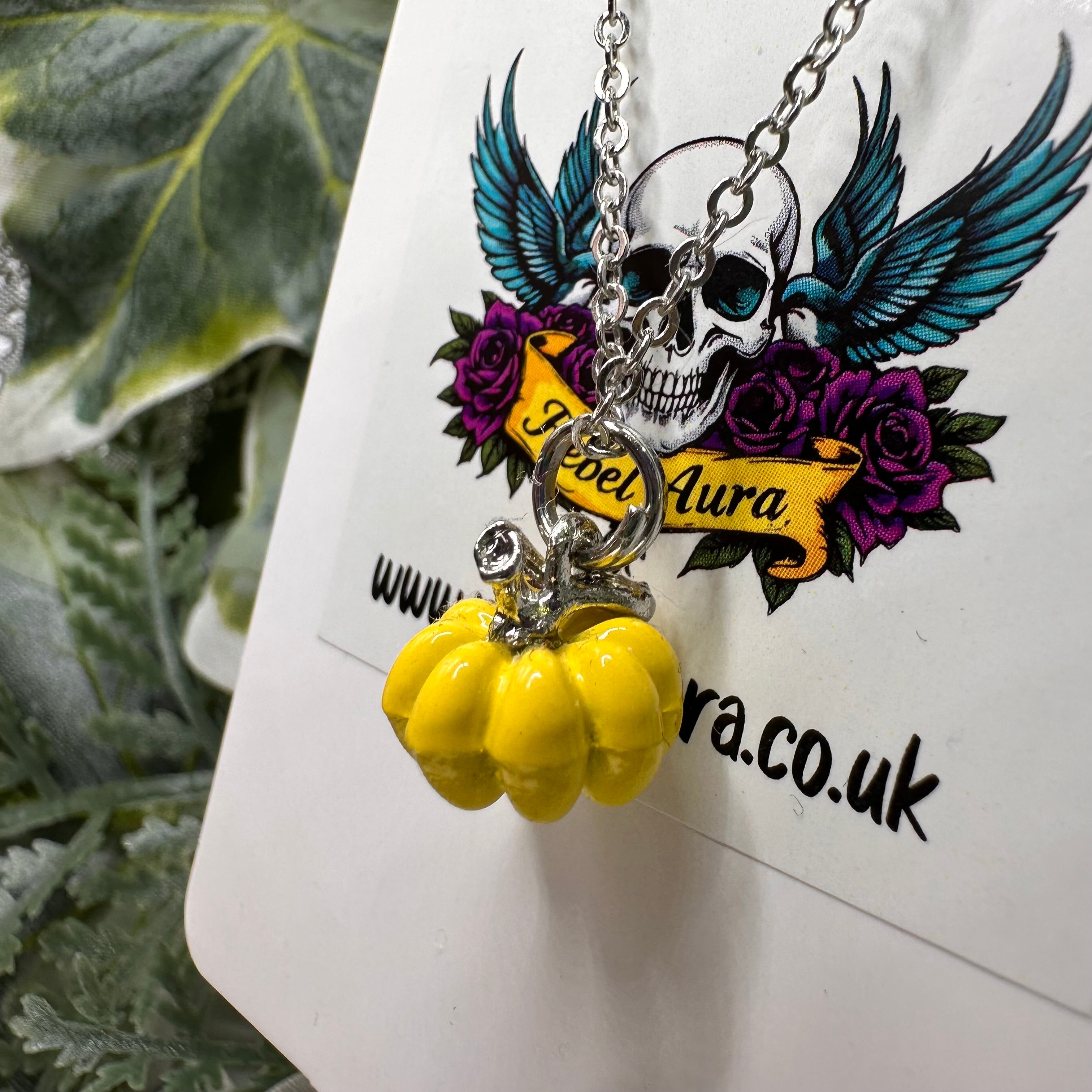 Yellow Pumpkin Charm Necklace
