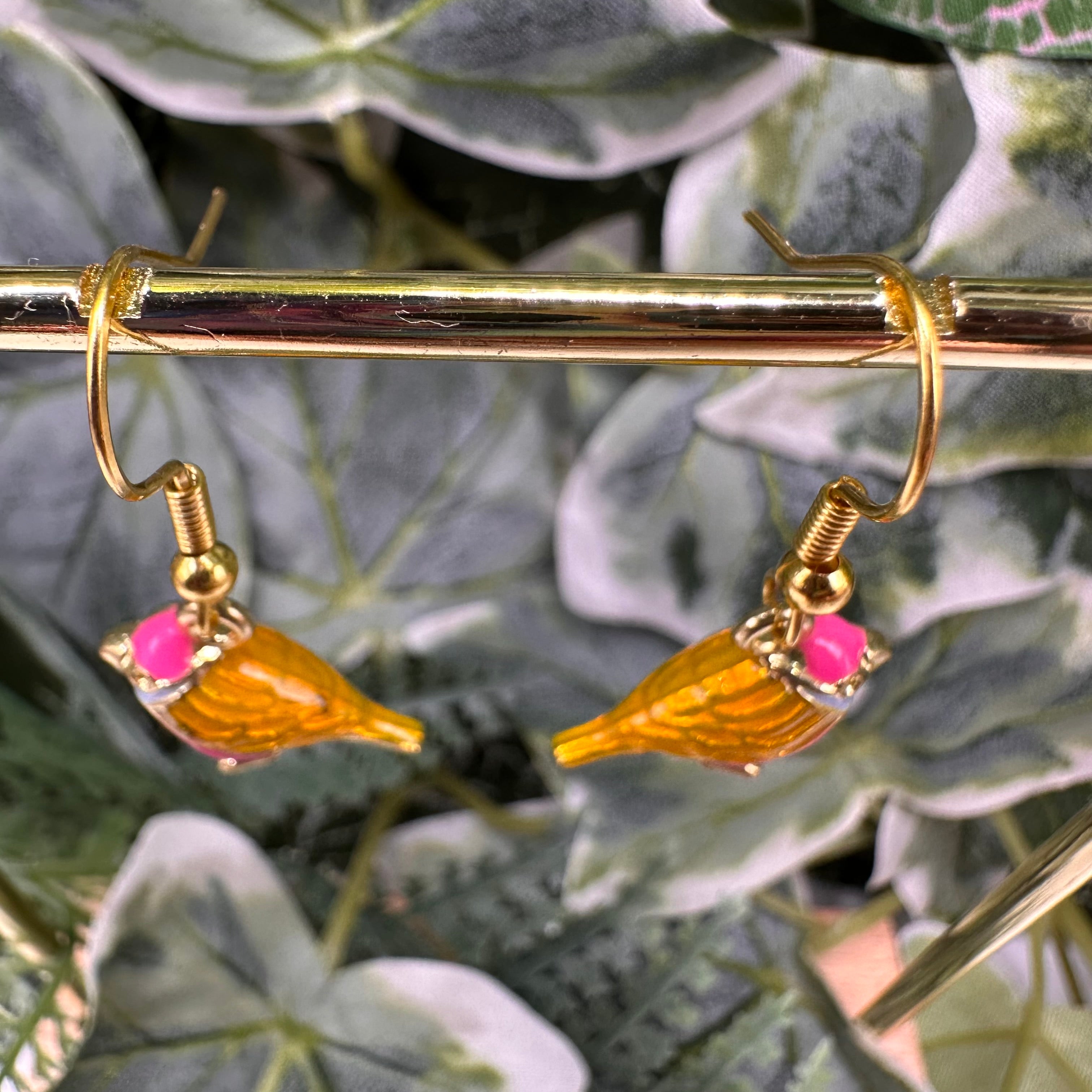 Vibrant Bird Charm Earrings