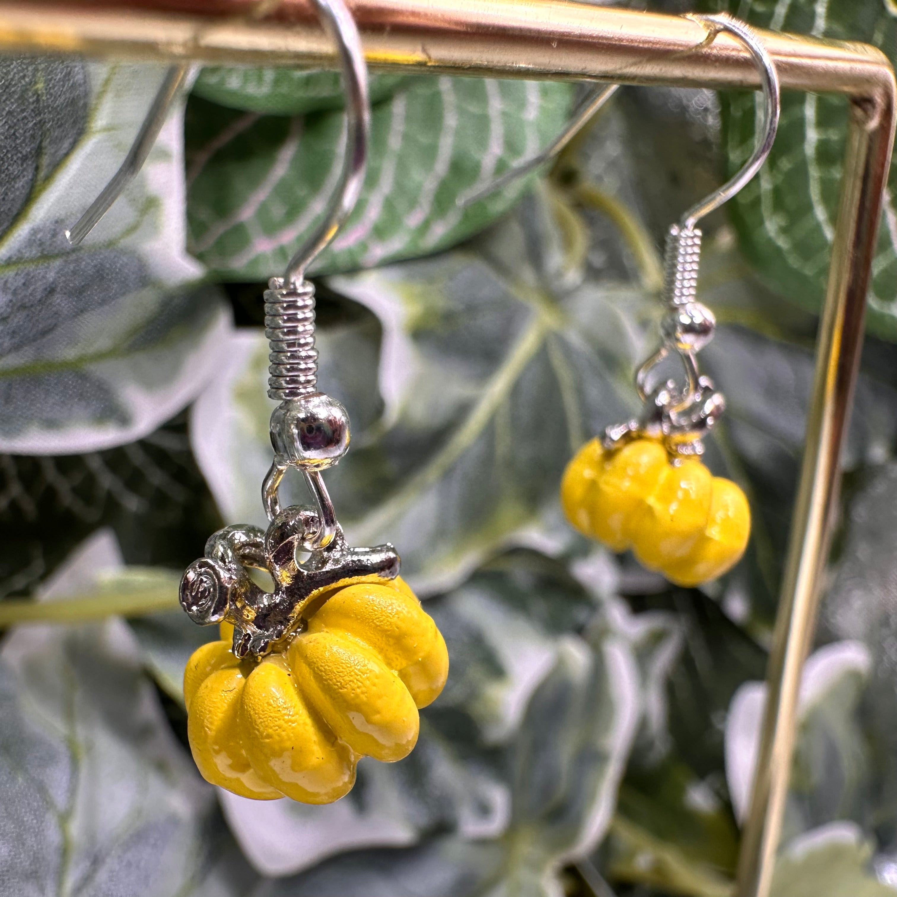 Yellow Pumpkin Charm Earrings