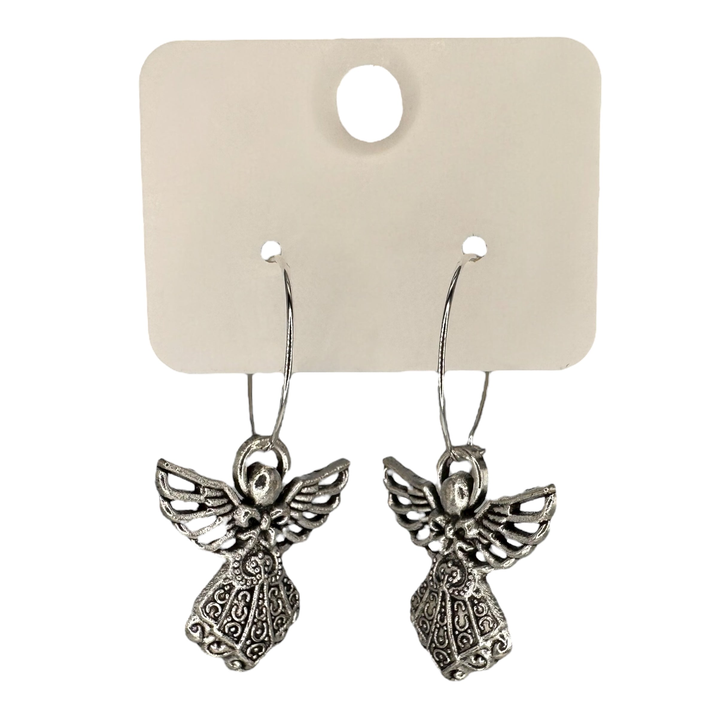 Silver Angel Charm Earrings