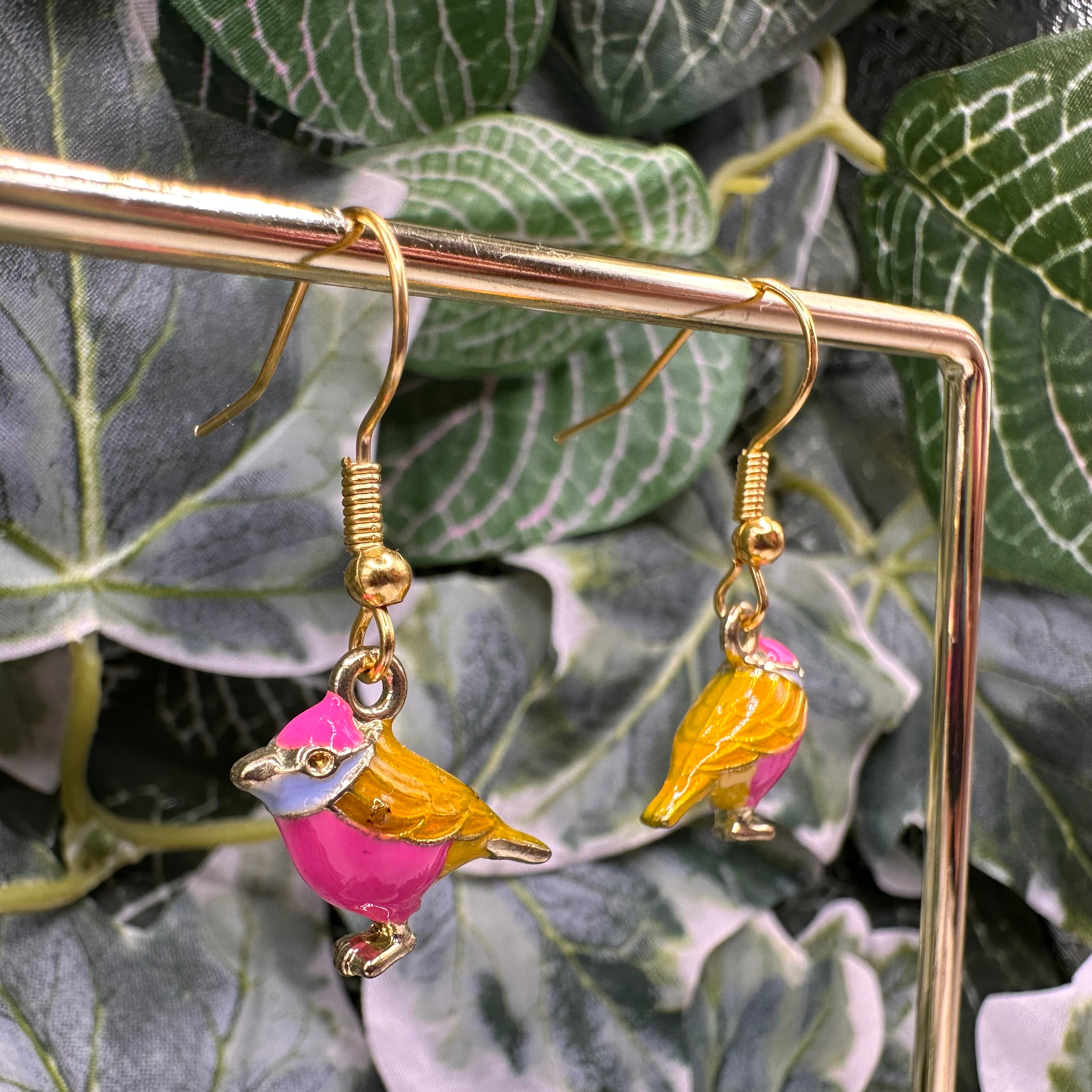 Vibrant Bird Charm Earrings