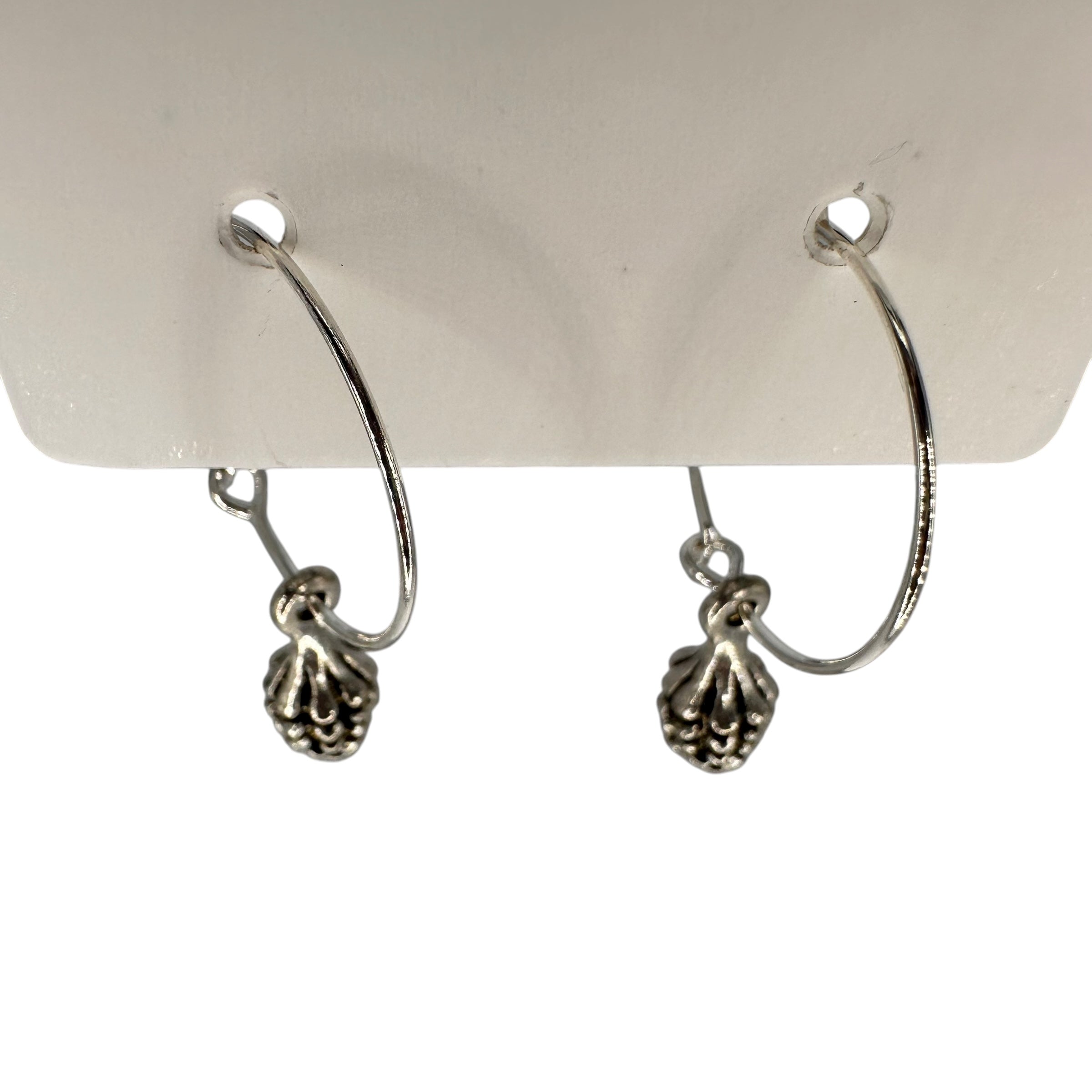 Silver Pinecone Charm Earrings