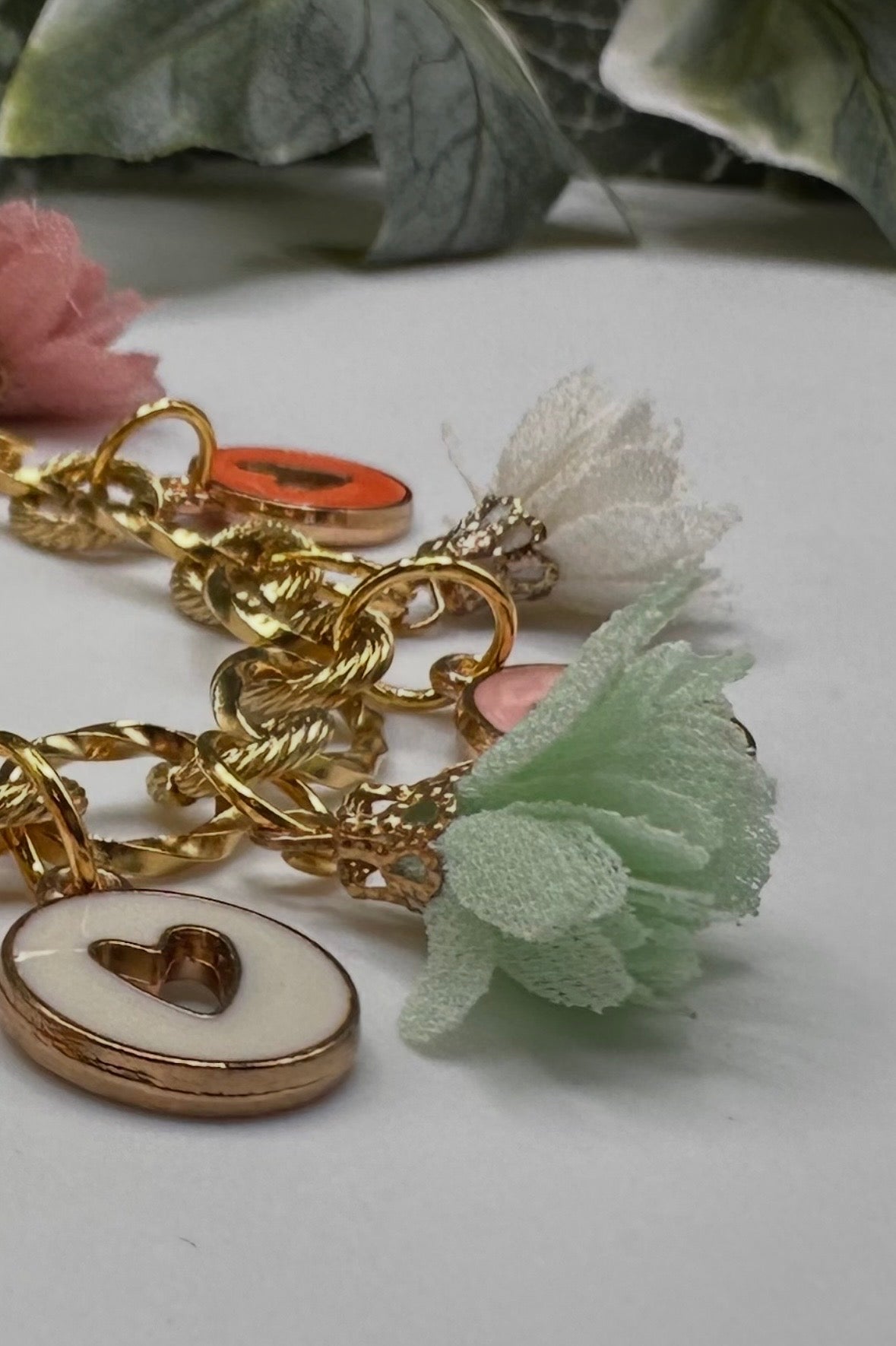 Pastel Boho Flower & Heart Charm Bracelet