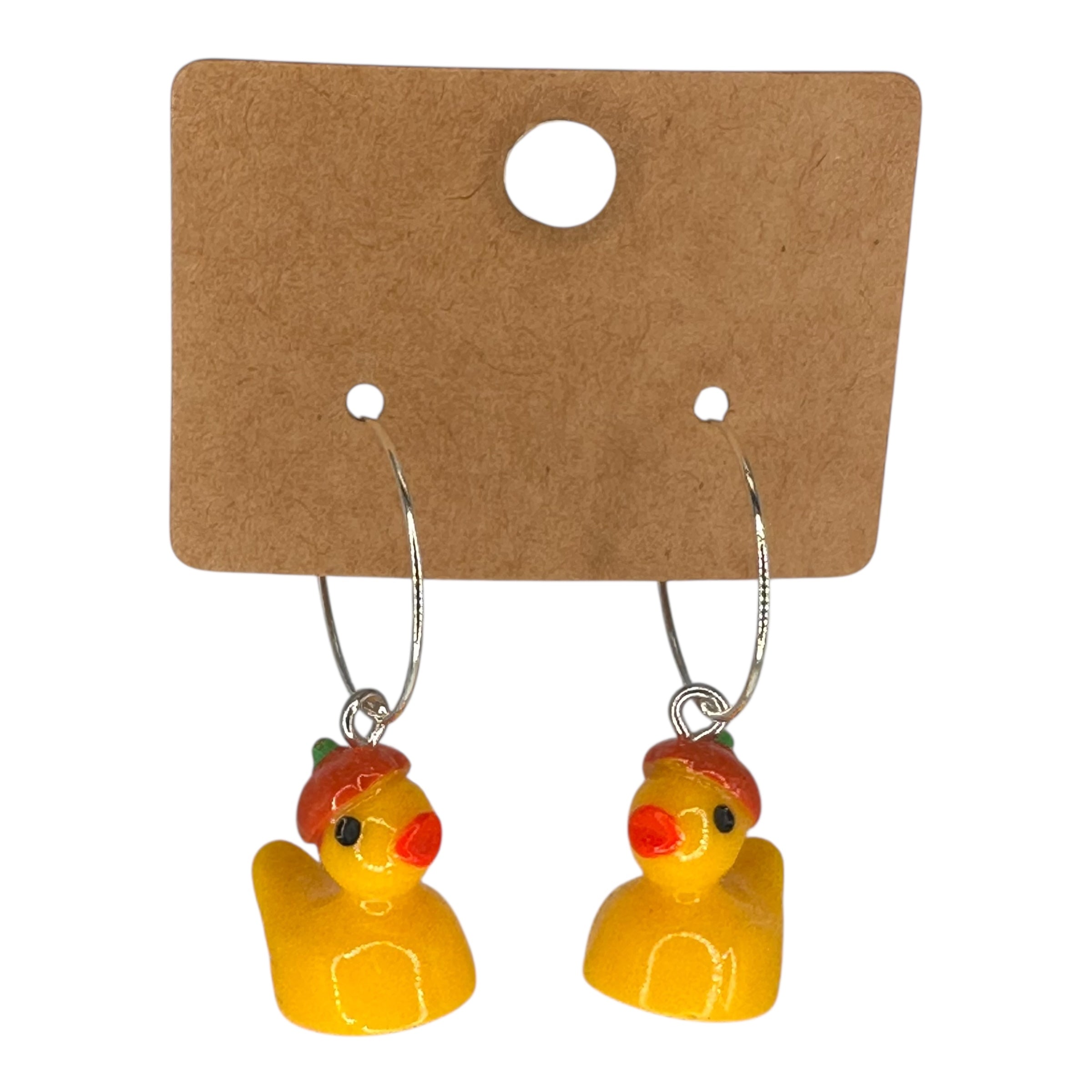 Pumpkin Hat Duck Charm Earrings