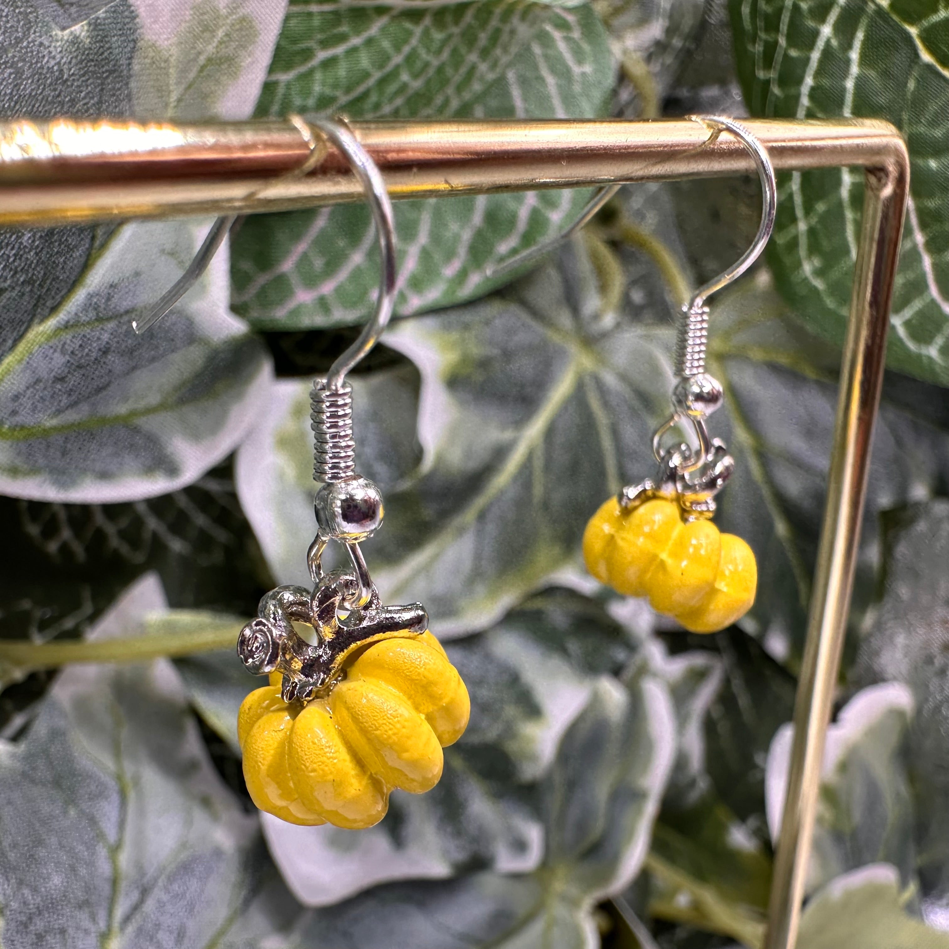 Yellow Pumpkin Charm Earrings