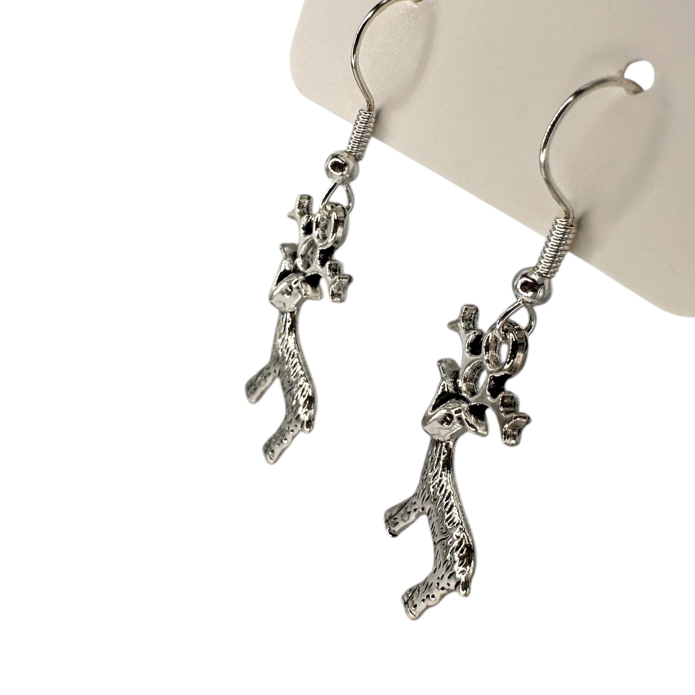 Silver Stag Charm Earrings